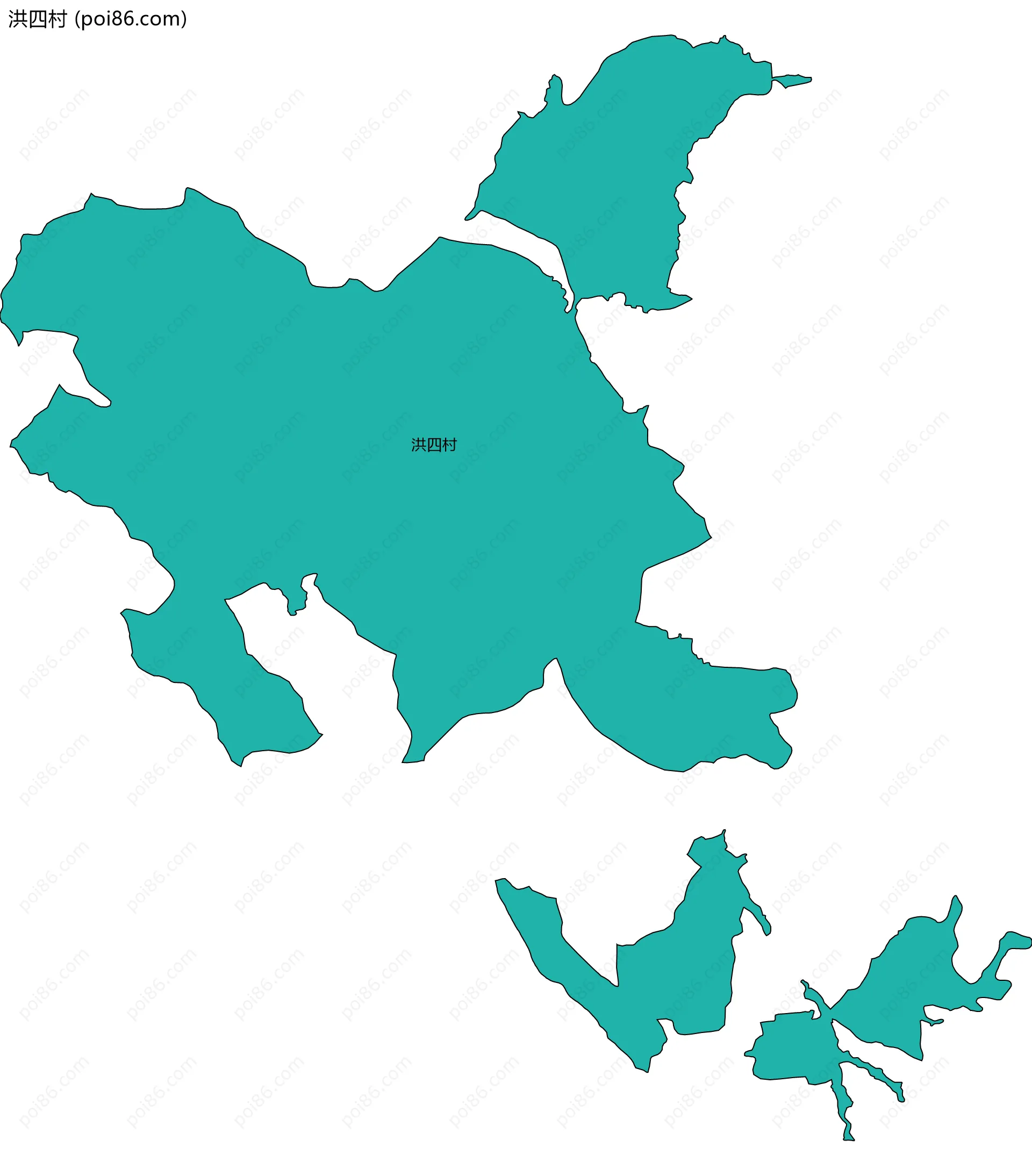洪四村边界地图