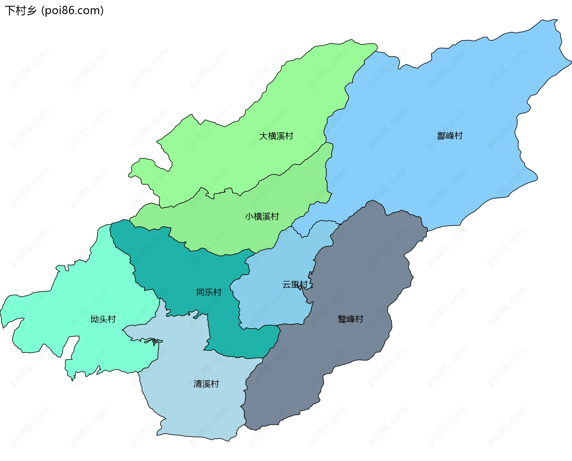 下村乡边界地图(五级行政区划)
