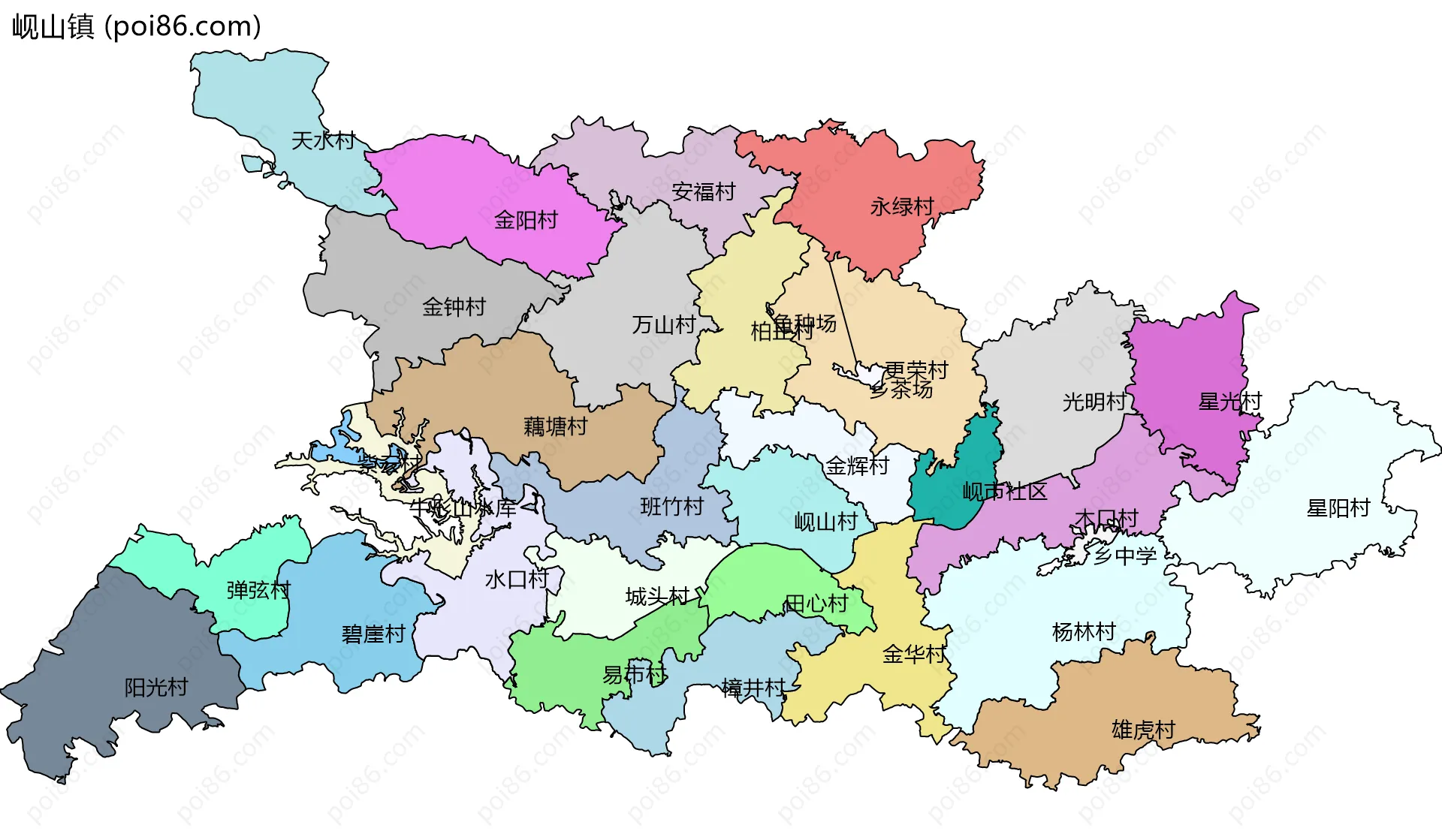 岘山镇边界地图(五级行政区划)