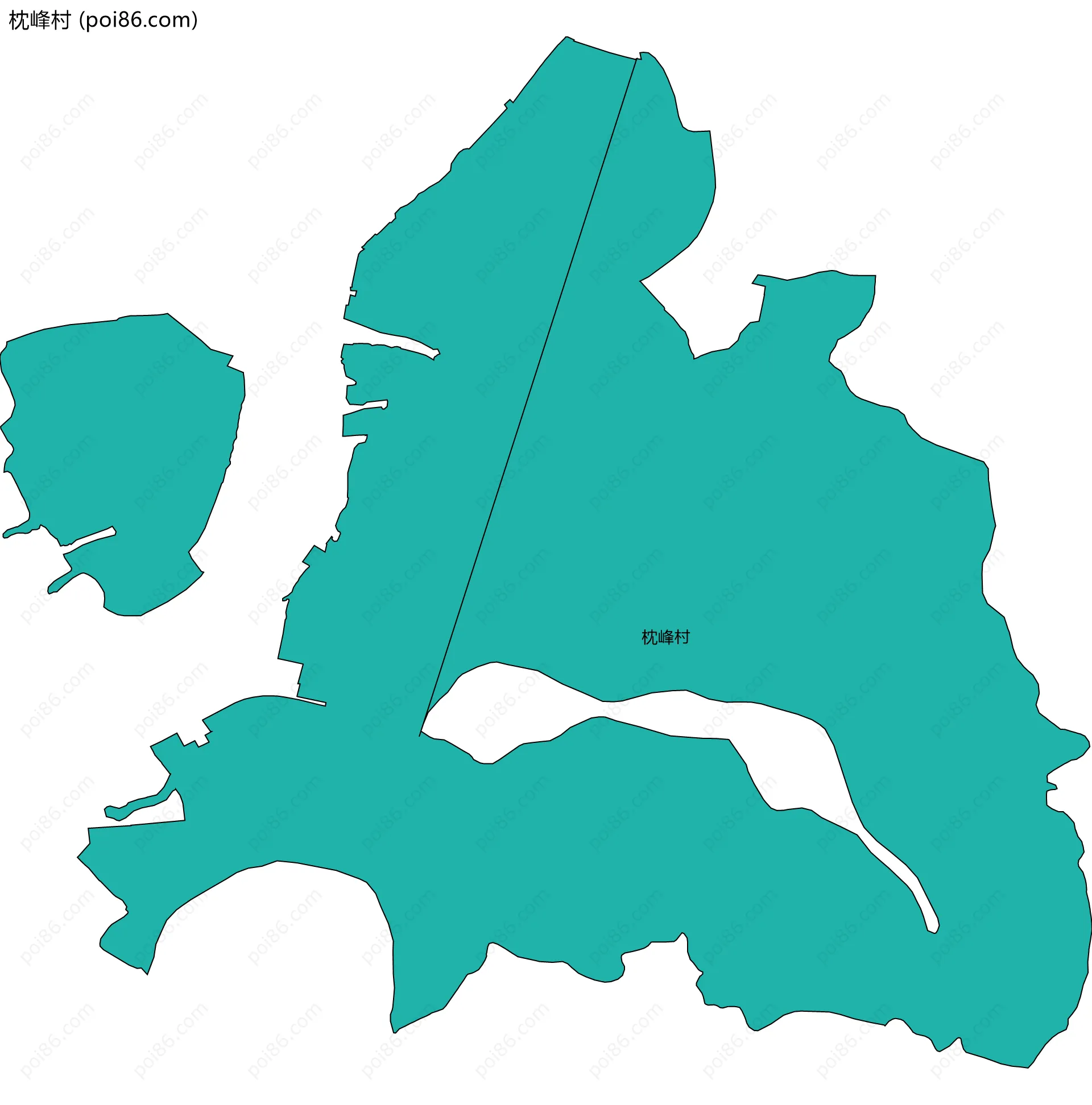 枕峰村边界地图