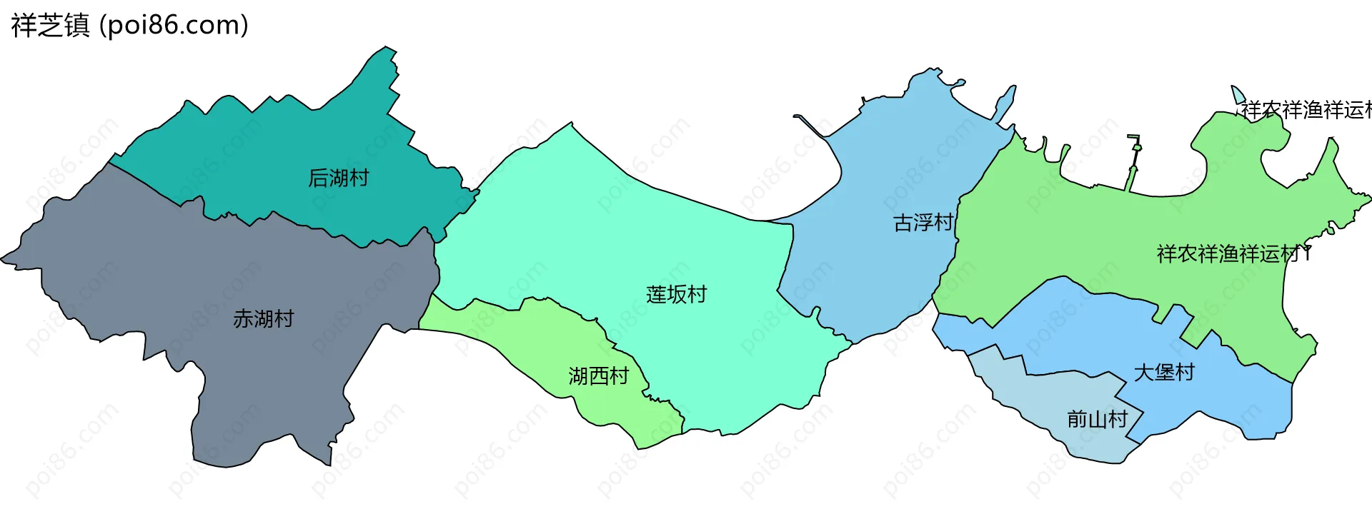 祥芝镇边界地图(五级行政区划)