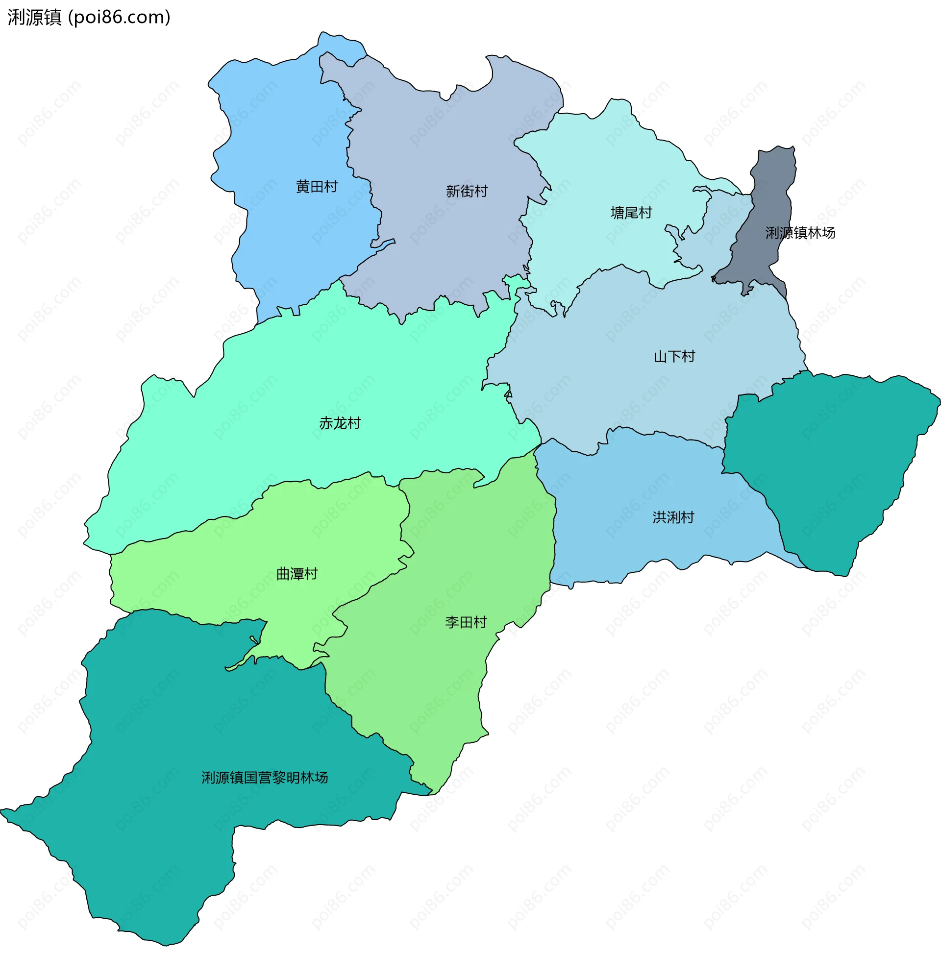 浰源镇边界地图(五级行政区划)