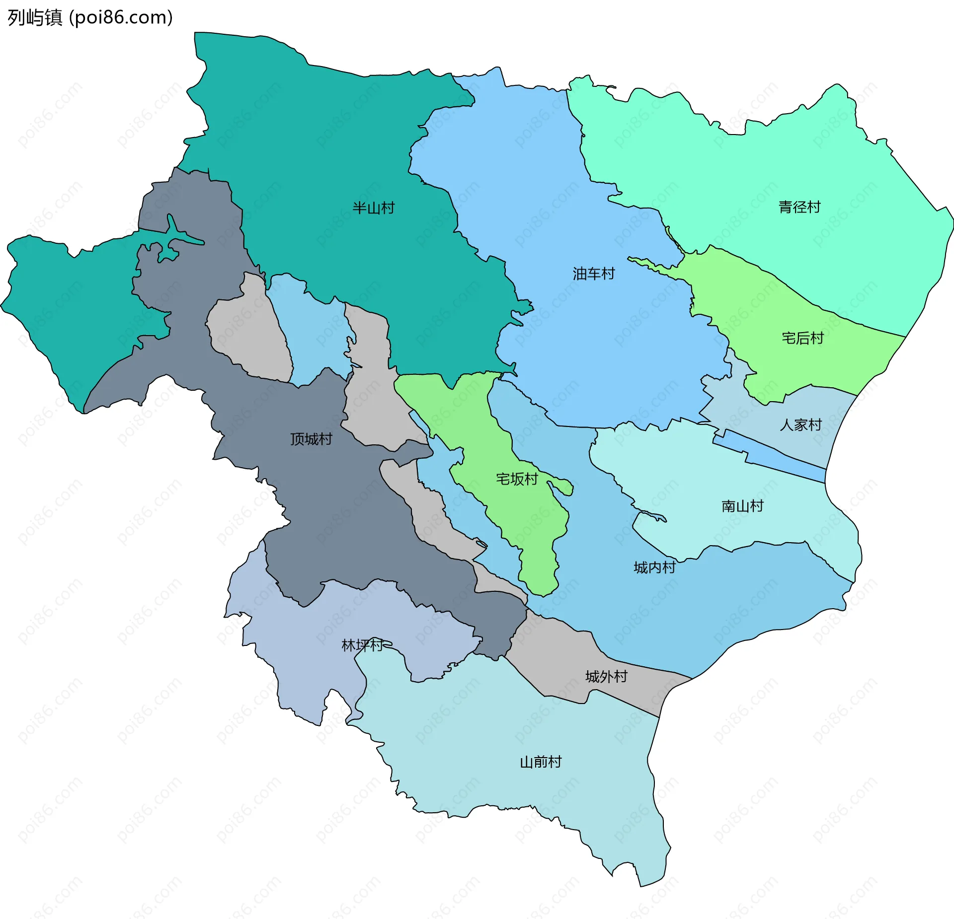 列屿镇边界地图(五级行政区划)