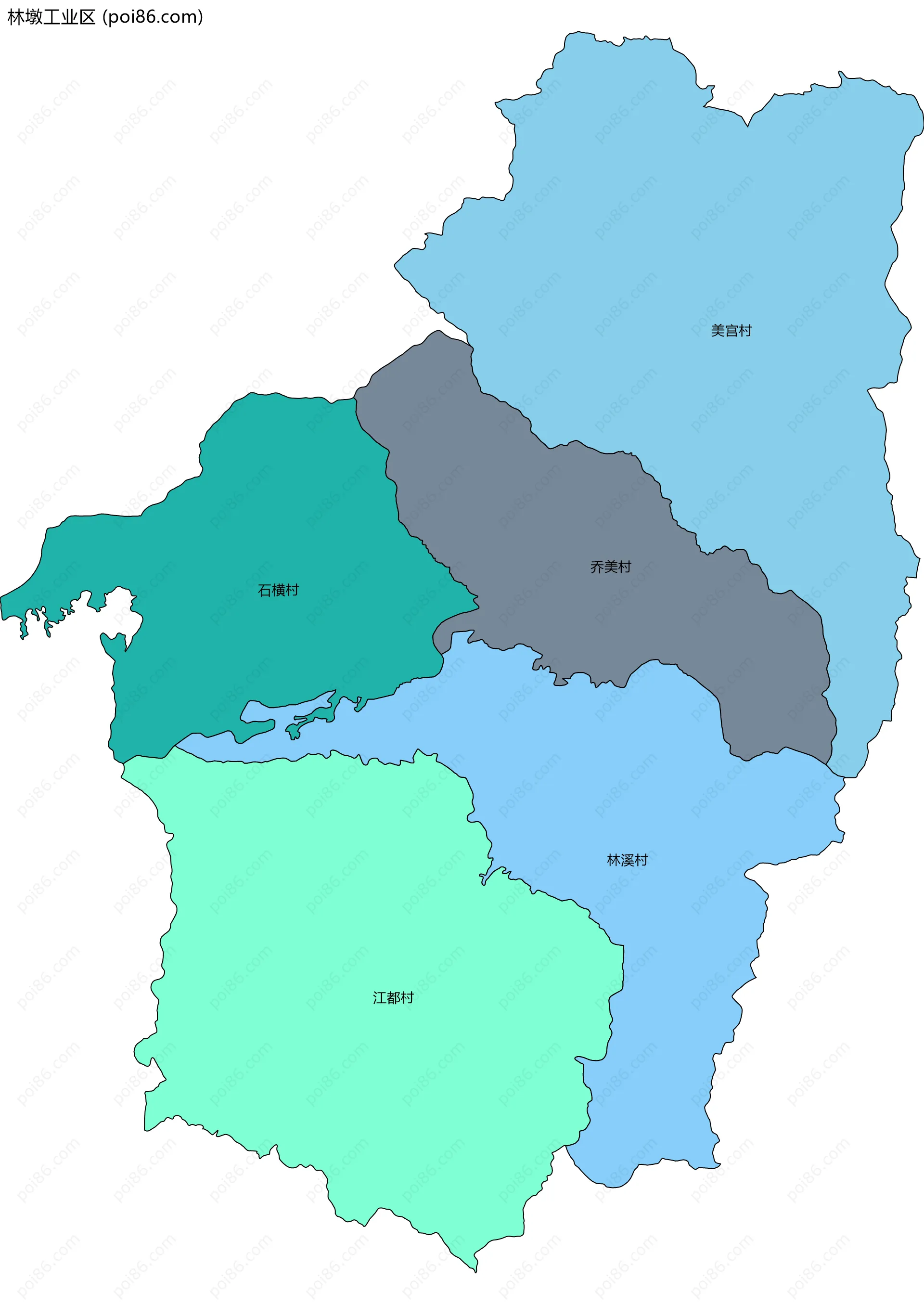 林墩工业区边界地图(五级行政区划)
