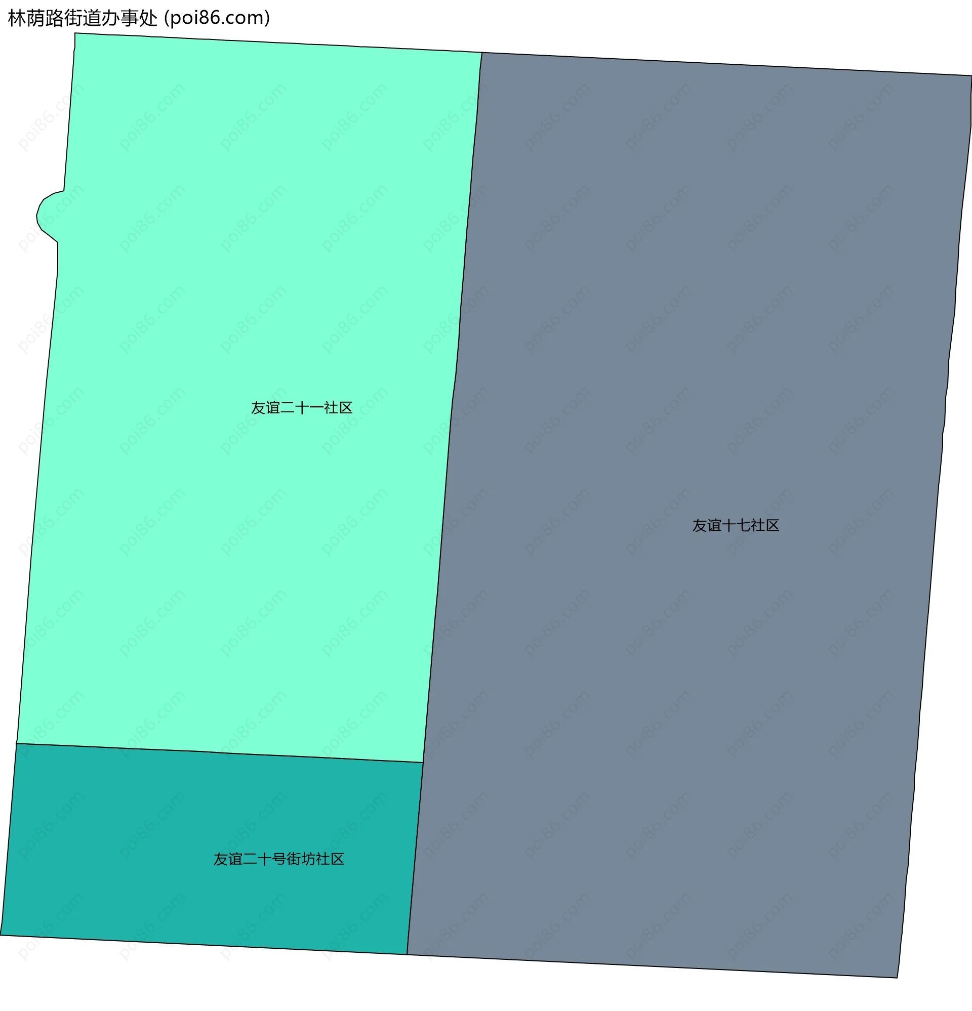 林荫路街道办事处边界地图(五级行政区划)