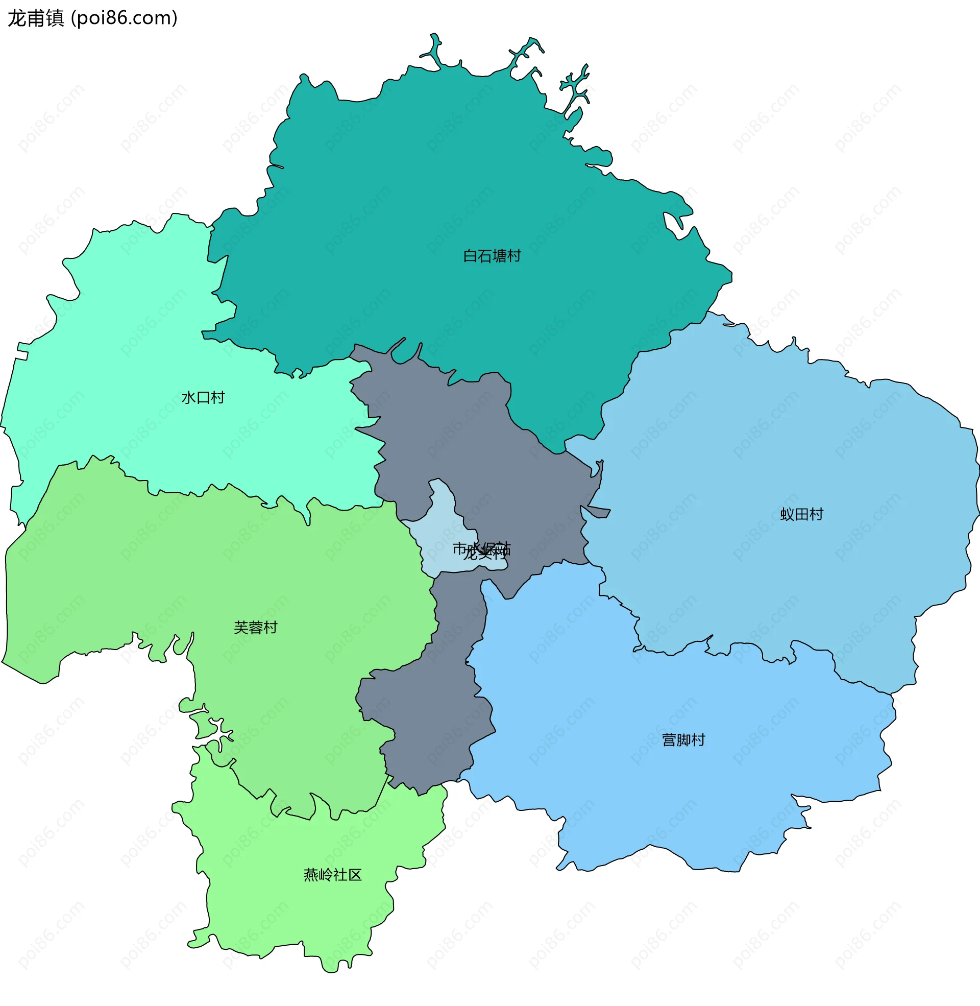 龙甫镇边界地图(五级行政区划)