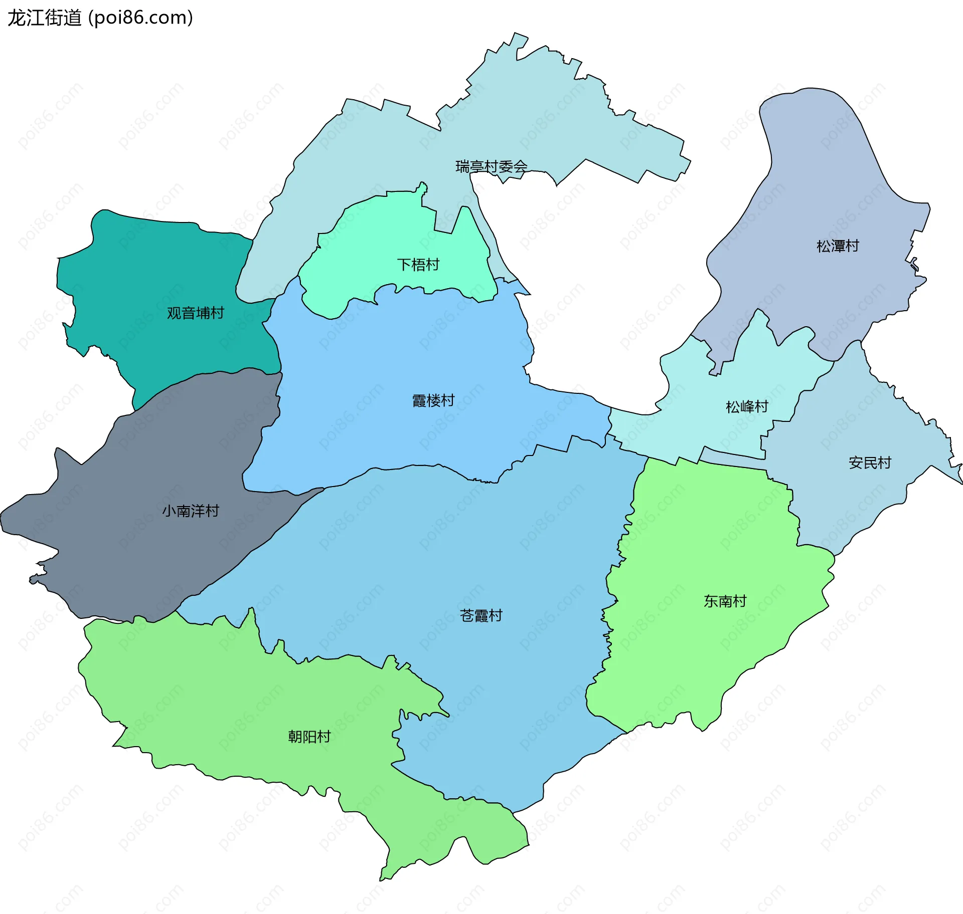 龙江街道边界地图(五级行政区划)