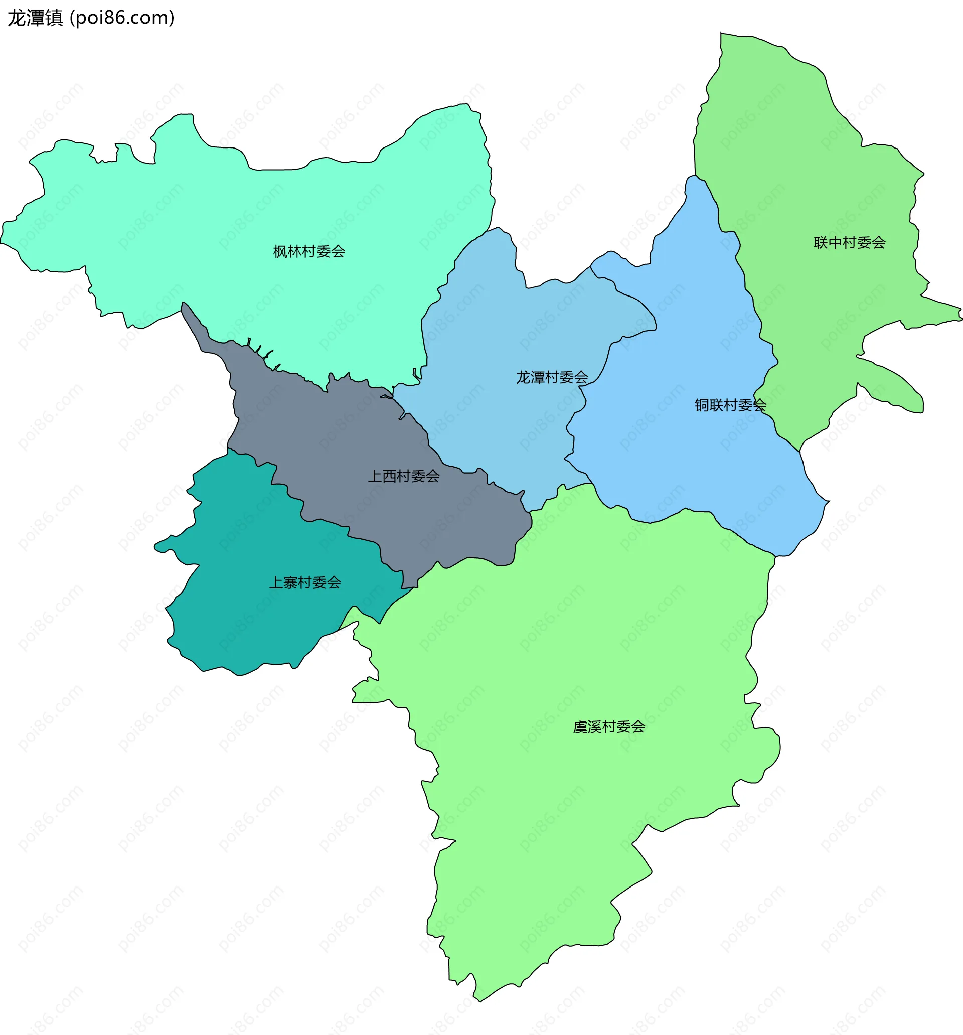 龙潭镇边界地图(五级行政区划)