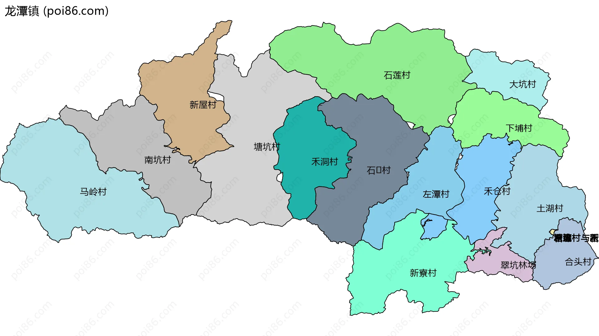 龙潭镇边界地图(五级行政区划)