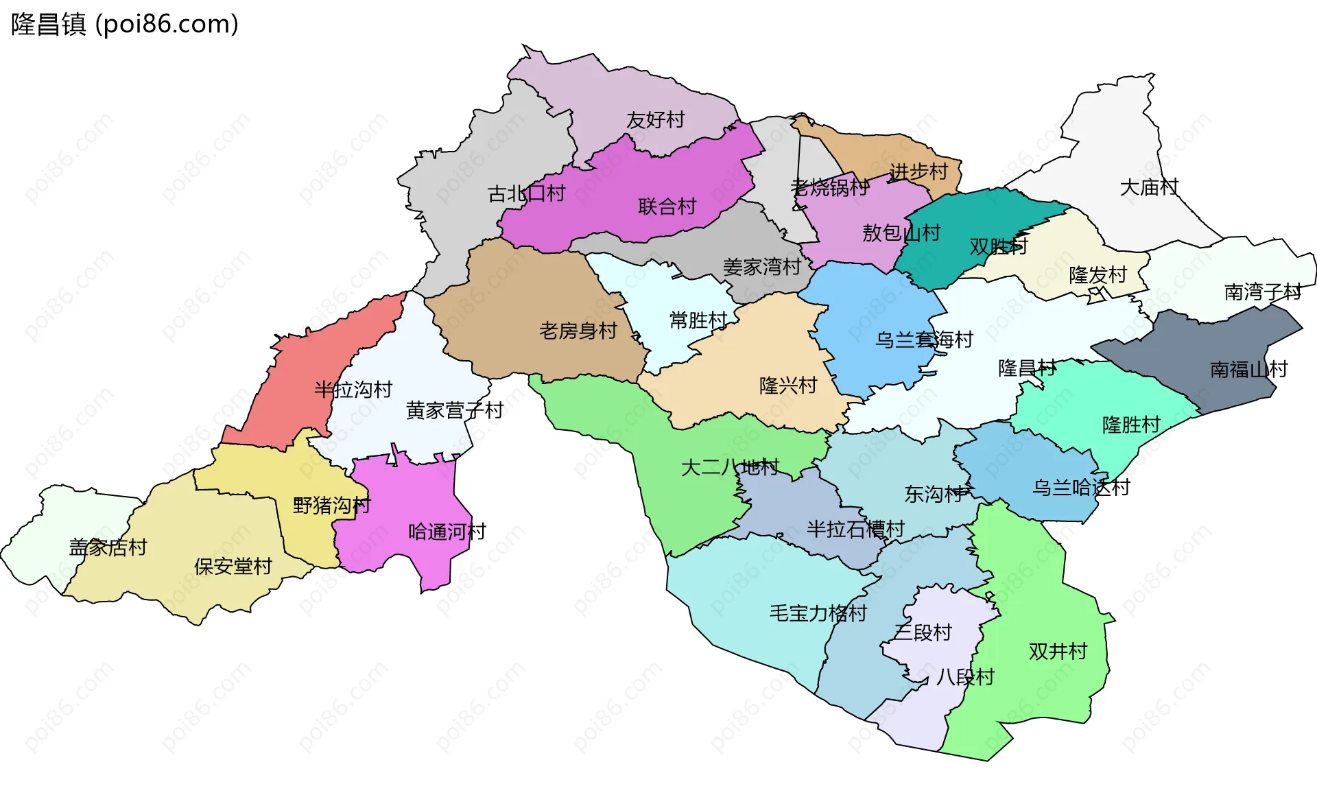 隆昌镇边界地图(五级行政区划)