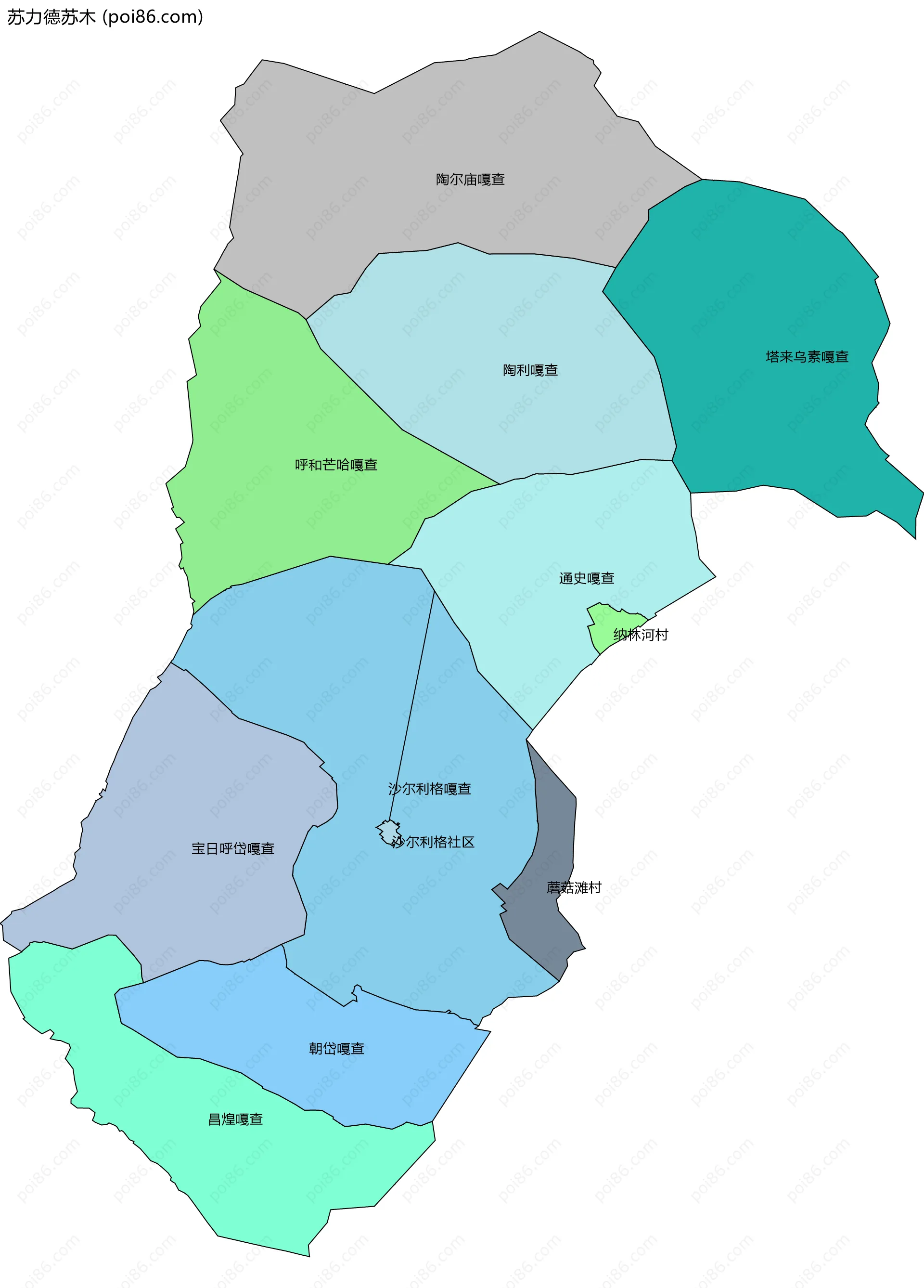 苏力德苏木边界地图(五级行政区划)