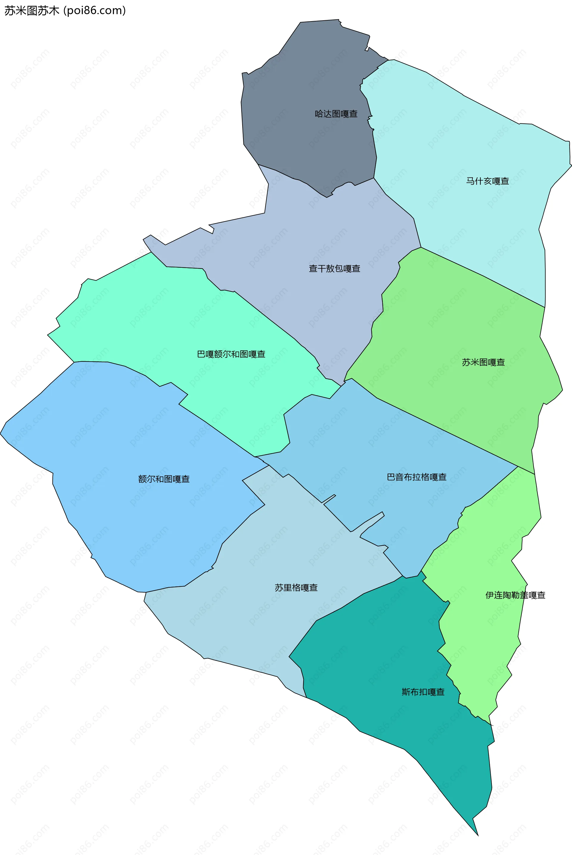 苏米图苏木边界地图(五级行政区划)