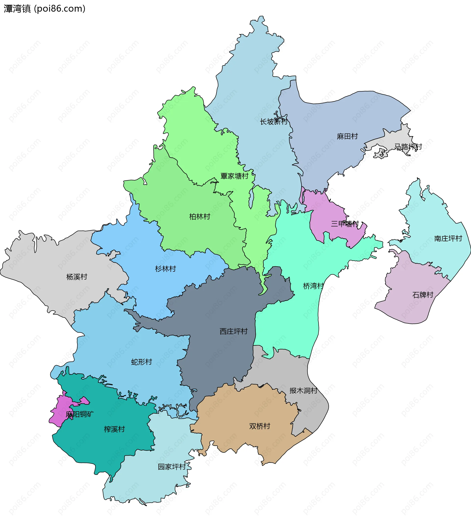 潭湾镇边界地图(五级行政区划)