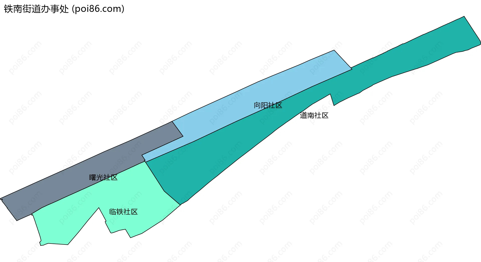 铁南街道办事处边界地图(五级行政区划)
