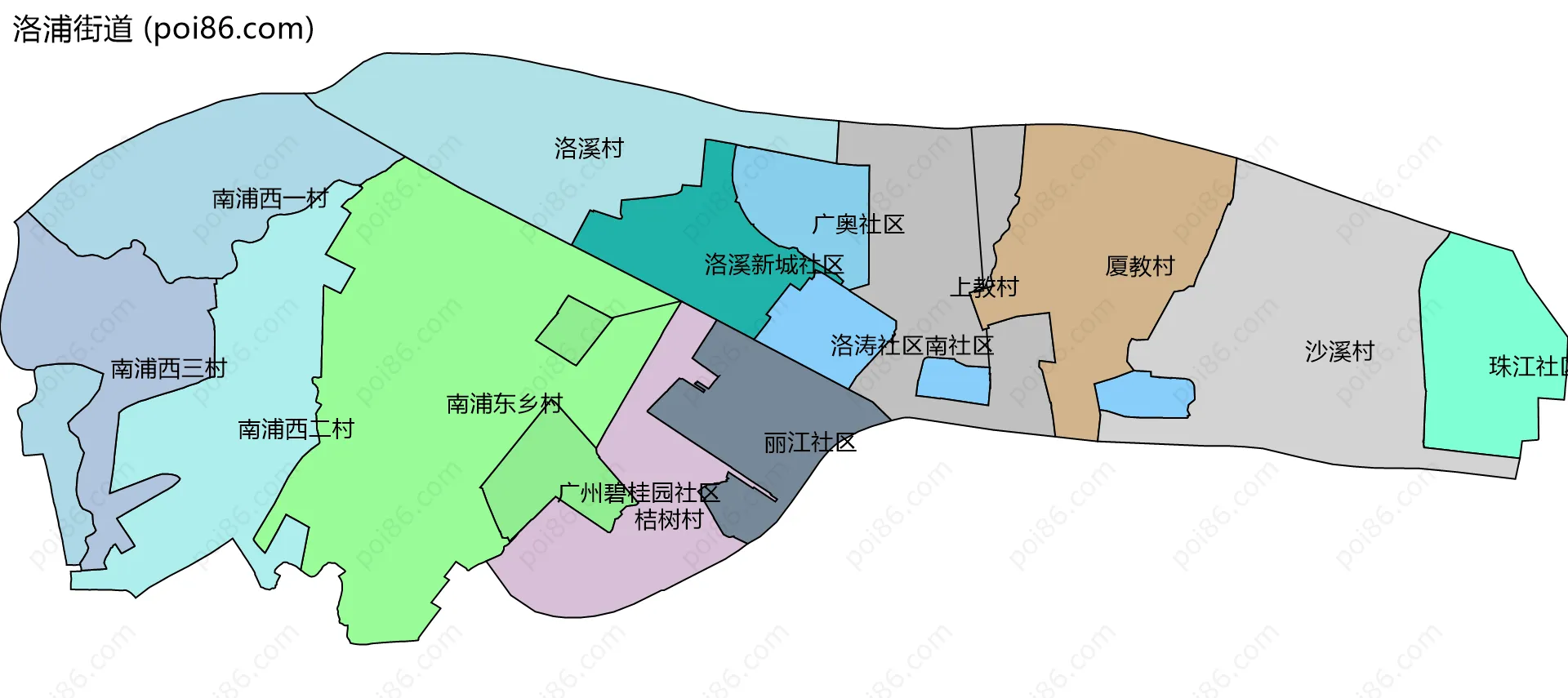 洛浦街道边界地图(五级行政区划)