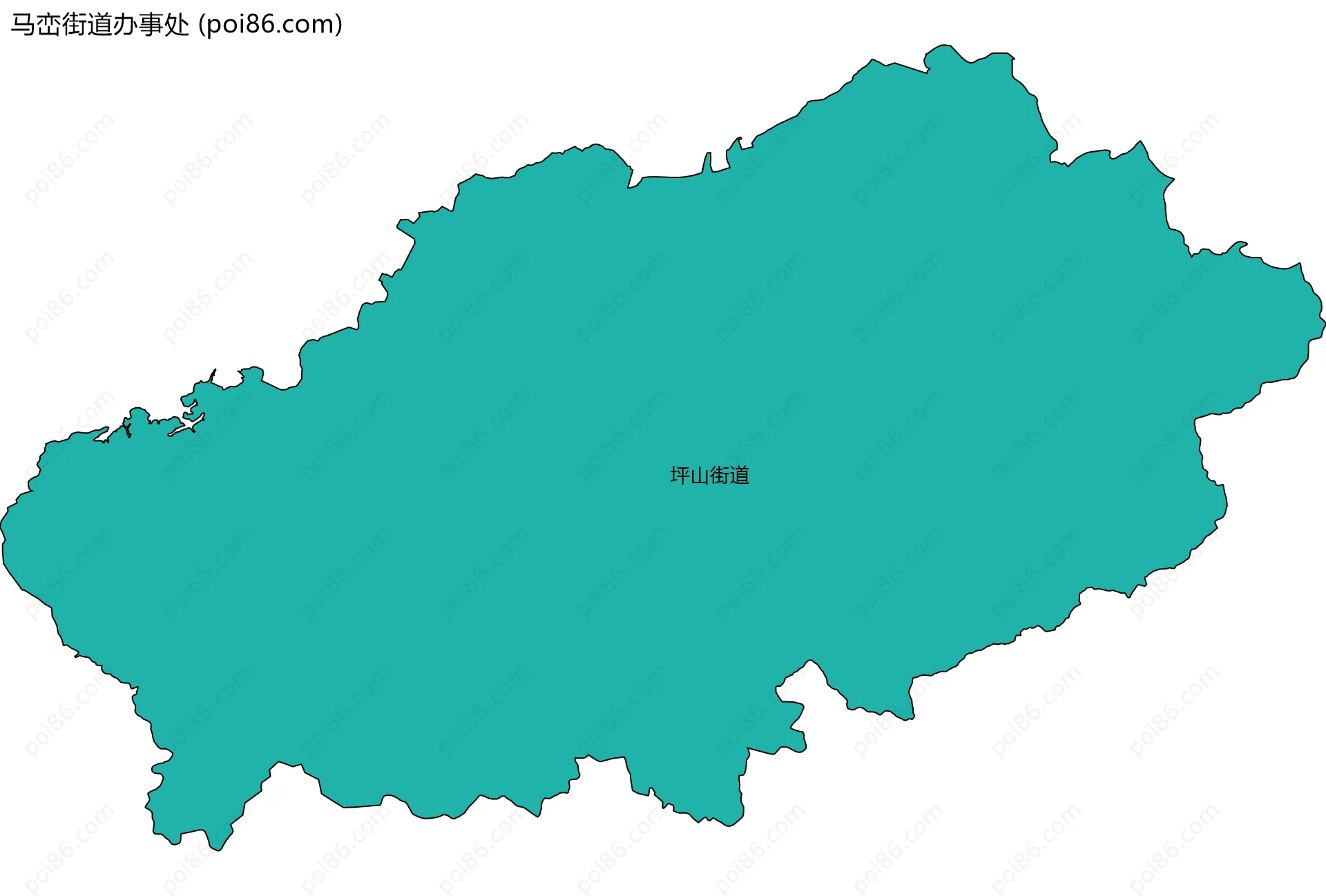 马峦街道办事处边界地图(五级行政区划)