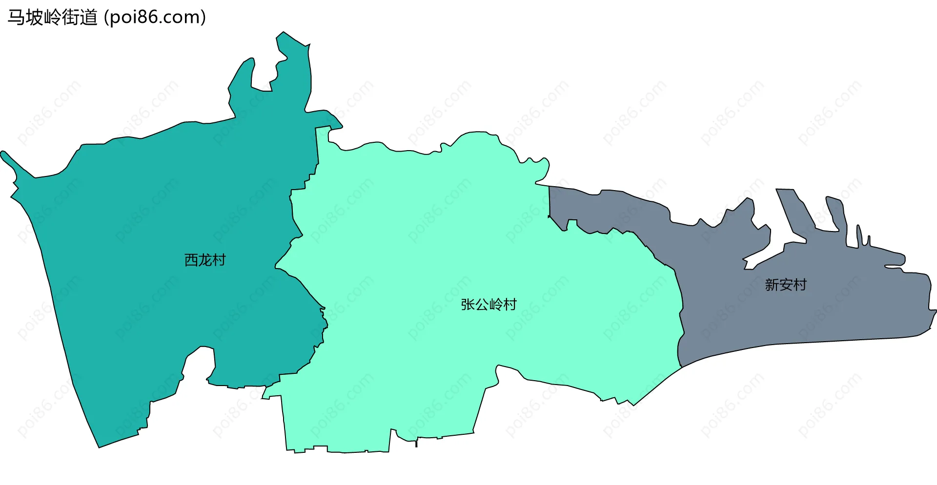 马坡岭街道边界地图(五级行政区划)