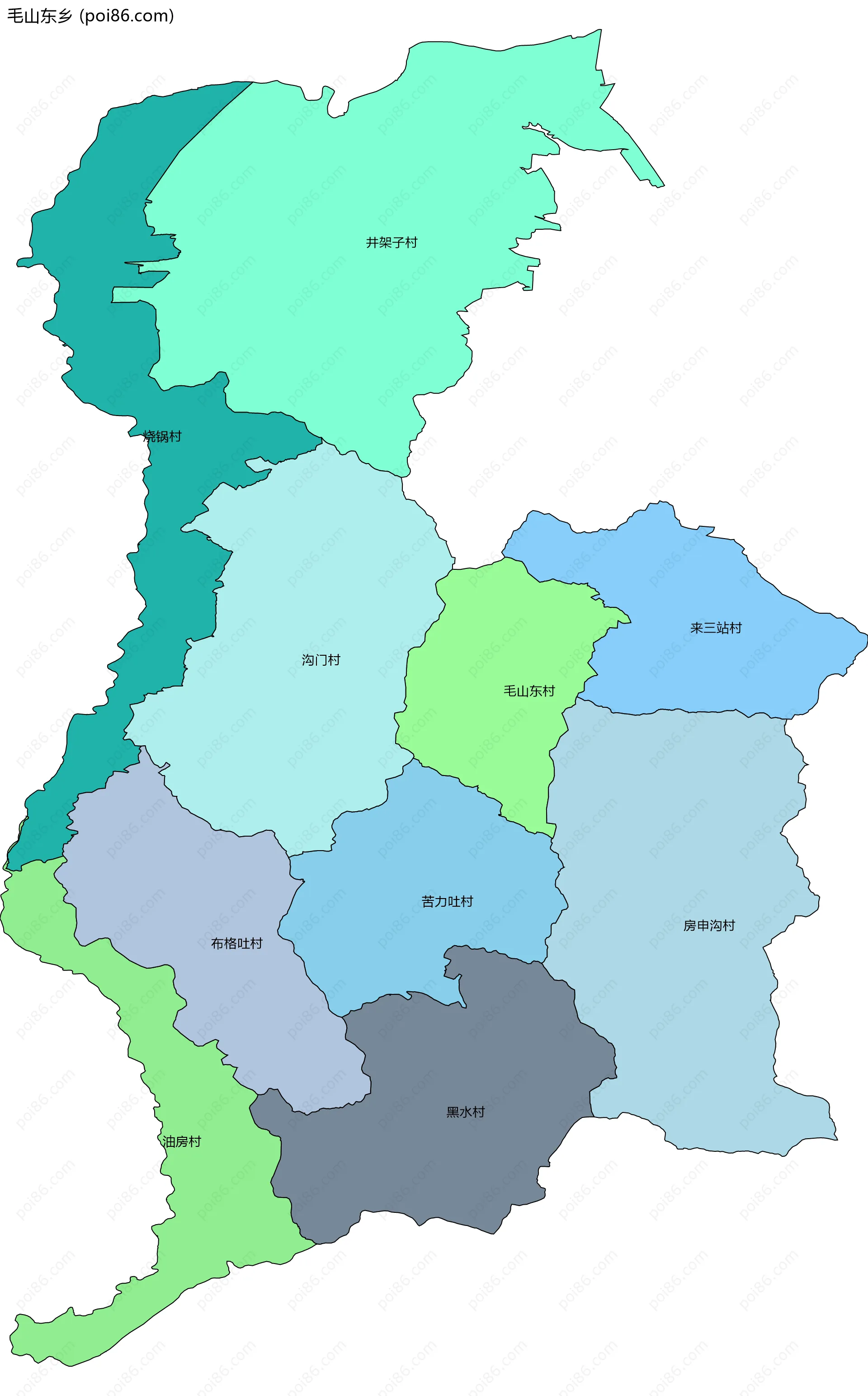 毛山东乡边界地图(五级行政区划)