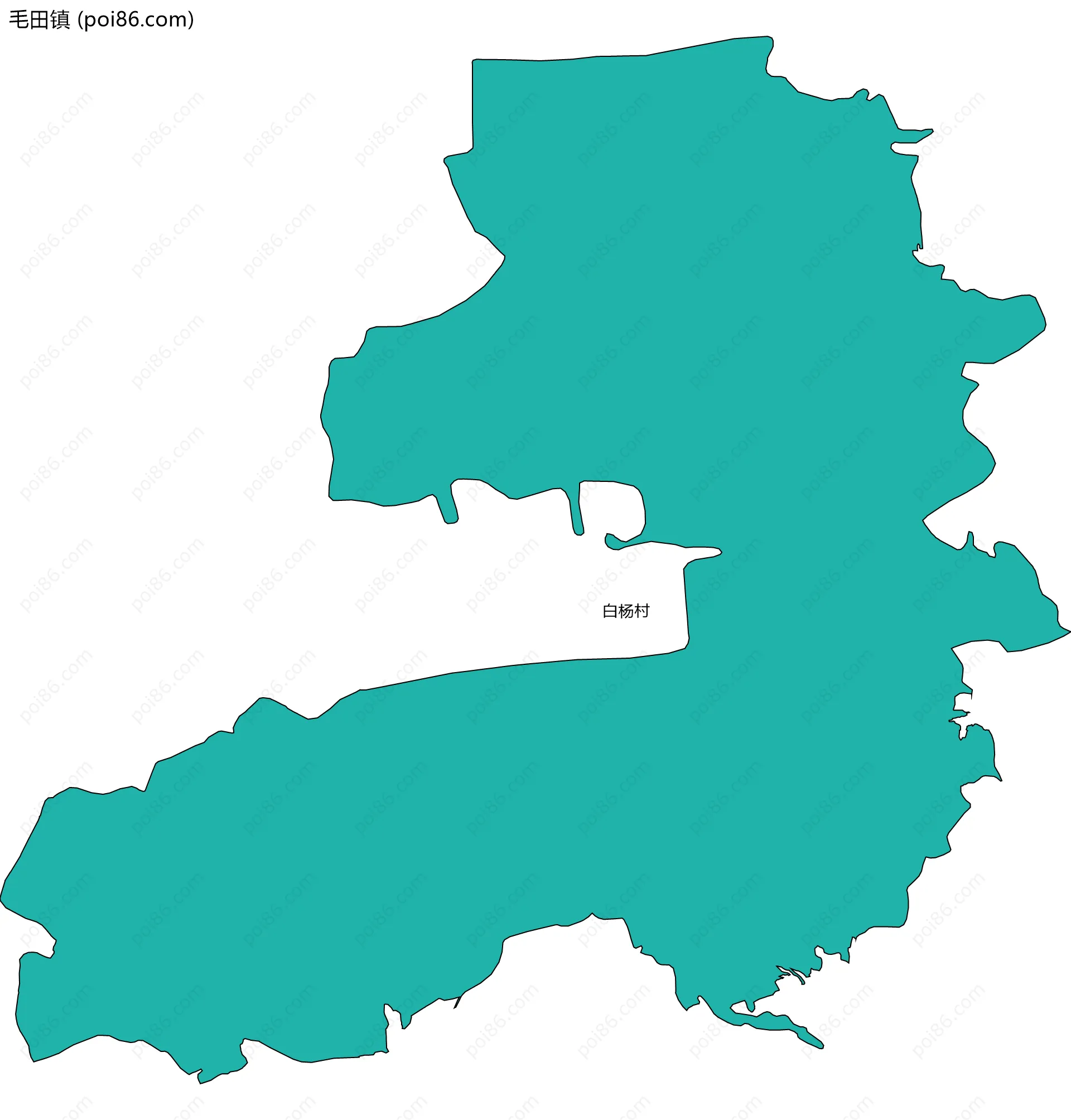 毛田镇边界地图(五级行政区划)