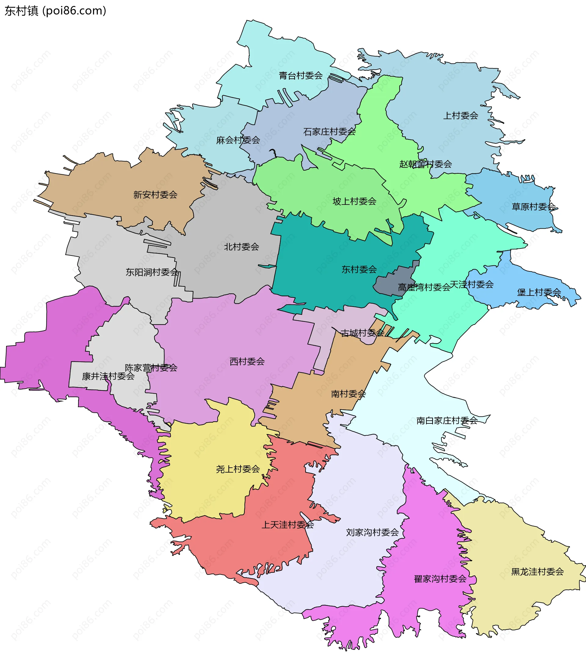 东村镇边界地图(五级行政区划)
