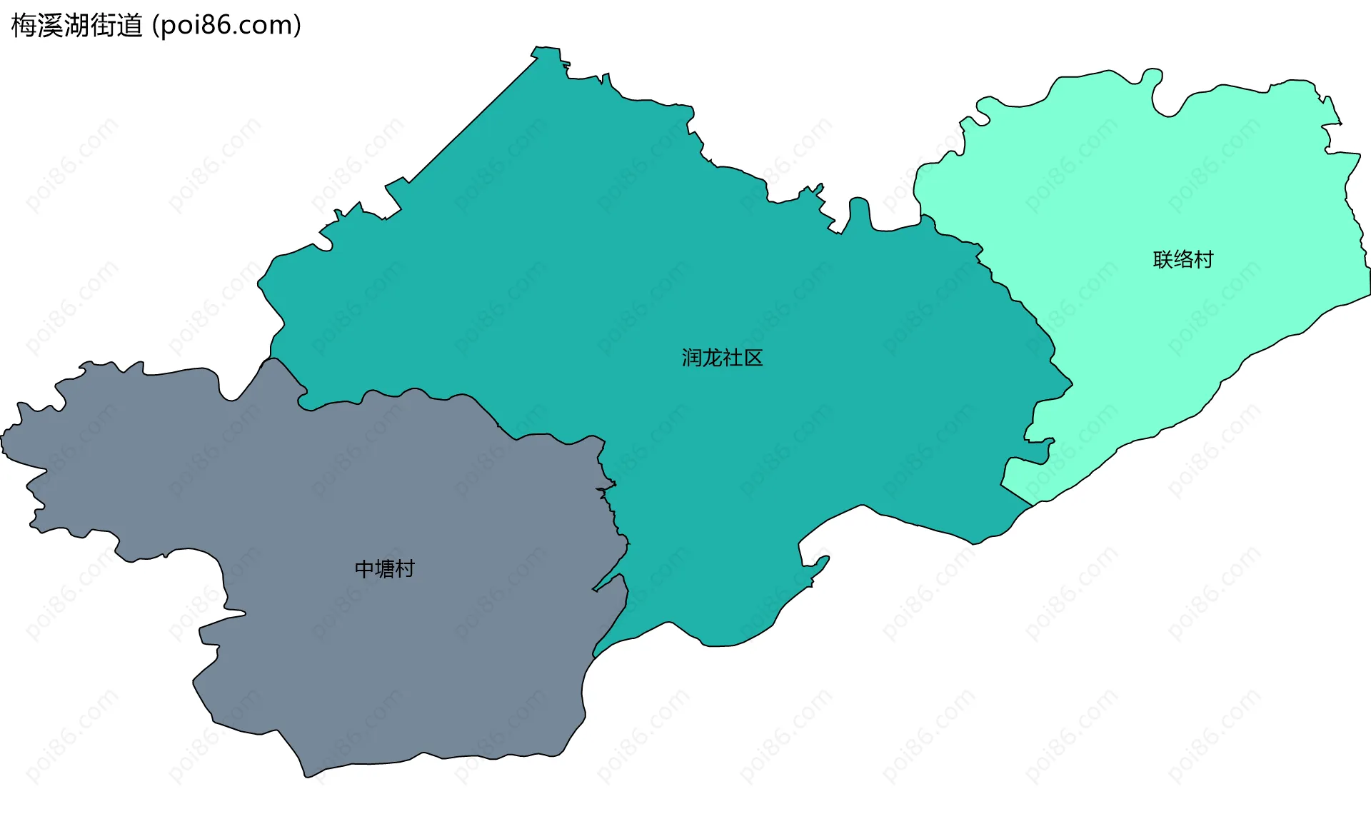 梅溪湖街道边界地图(五级行政区划)