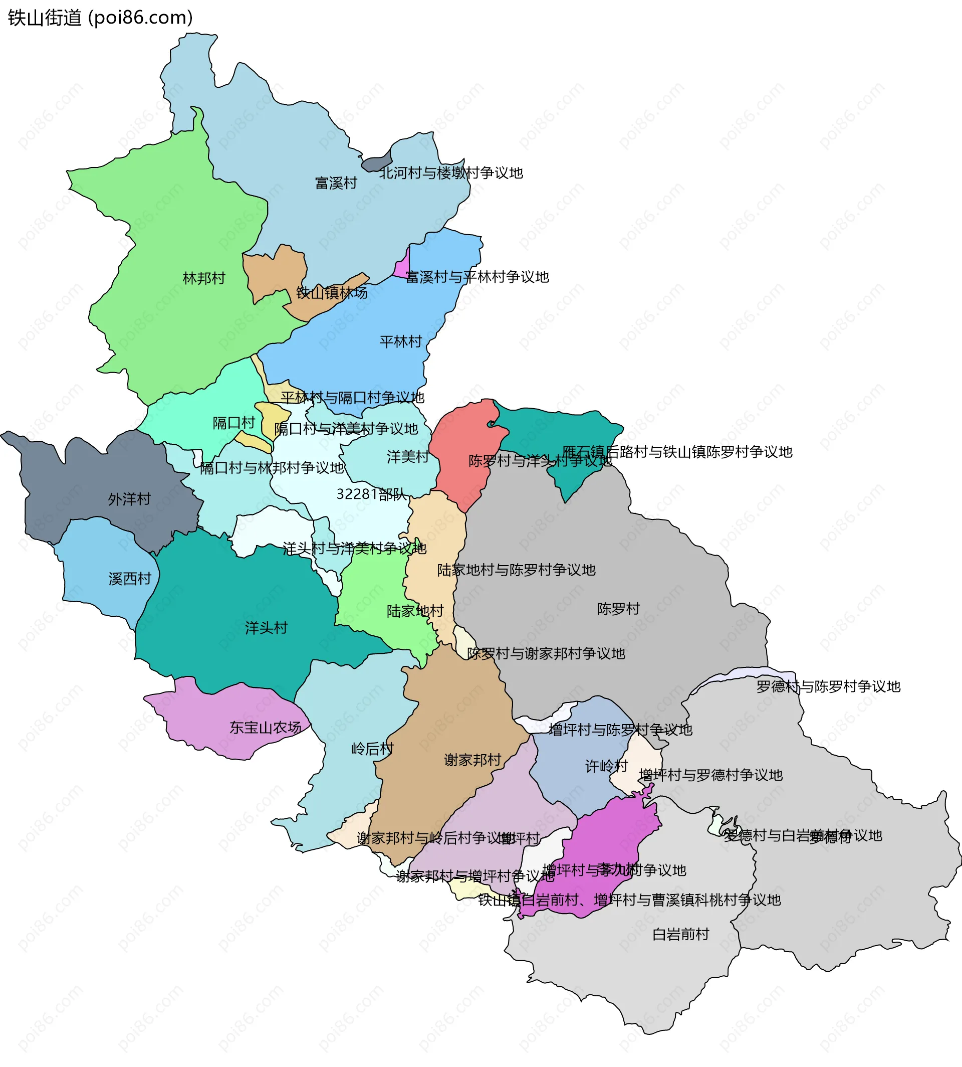 铁山街道边界地图(五级行政区划)