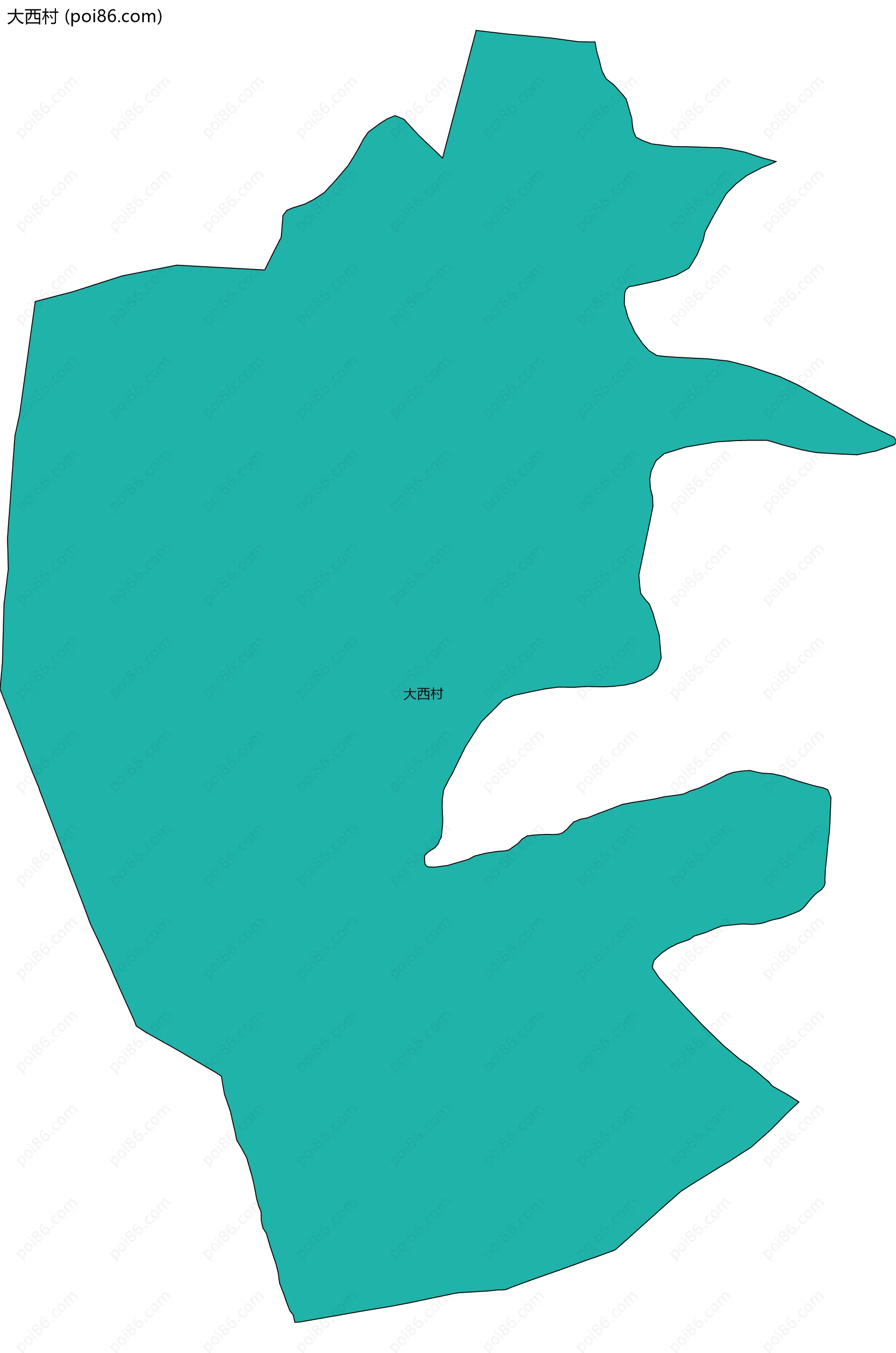 大西村边界地图