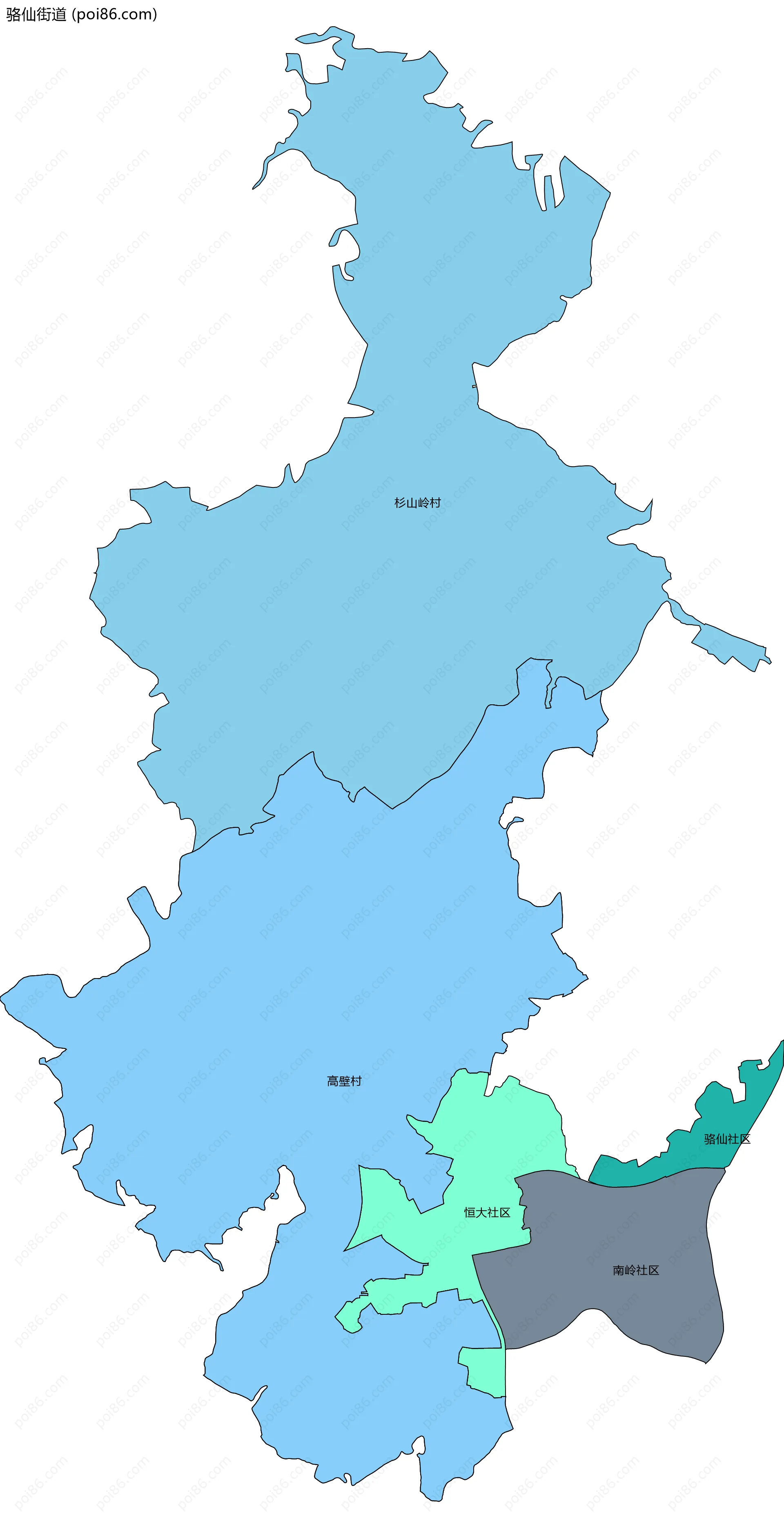 骆仙街道边界地图(五级行政区划)