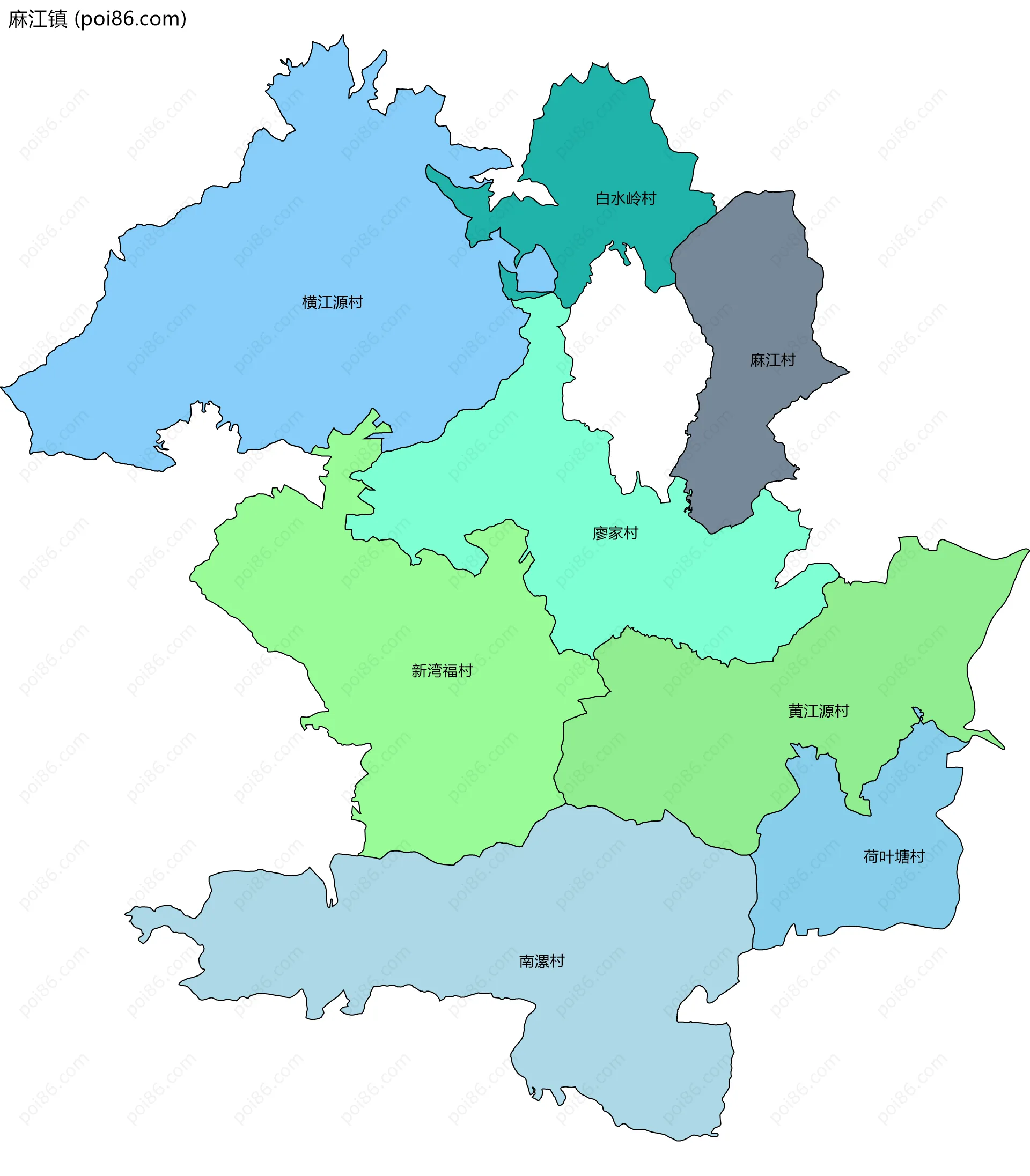 麻江镇边界地图(五级行政区划)