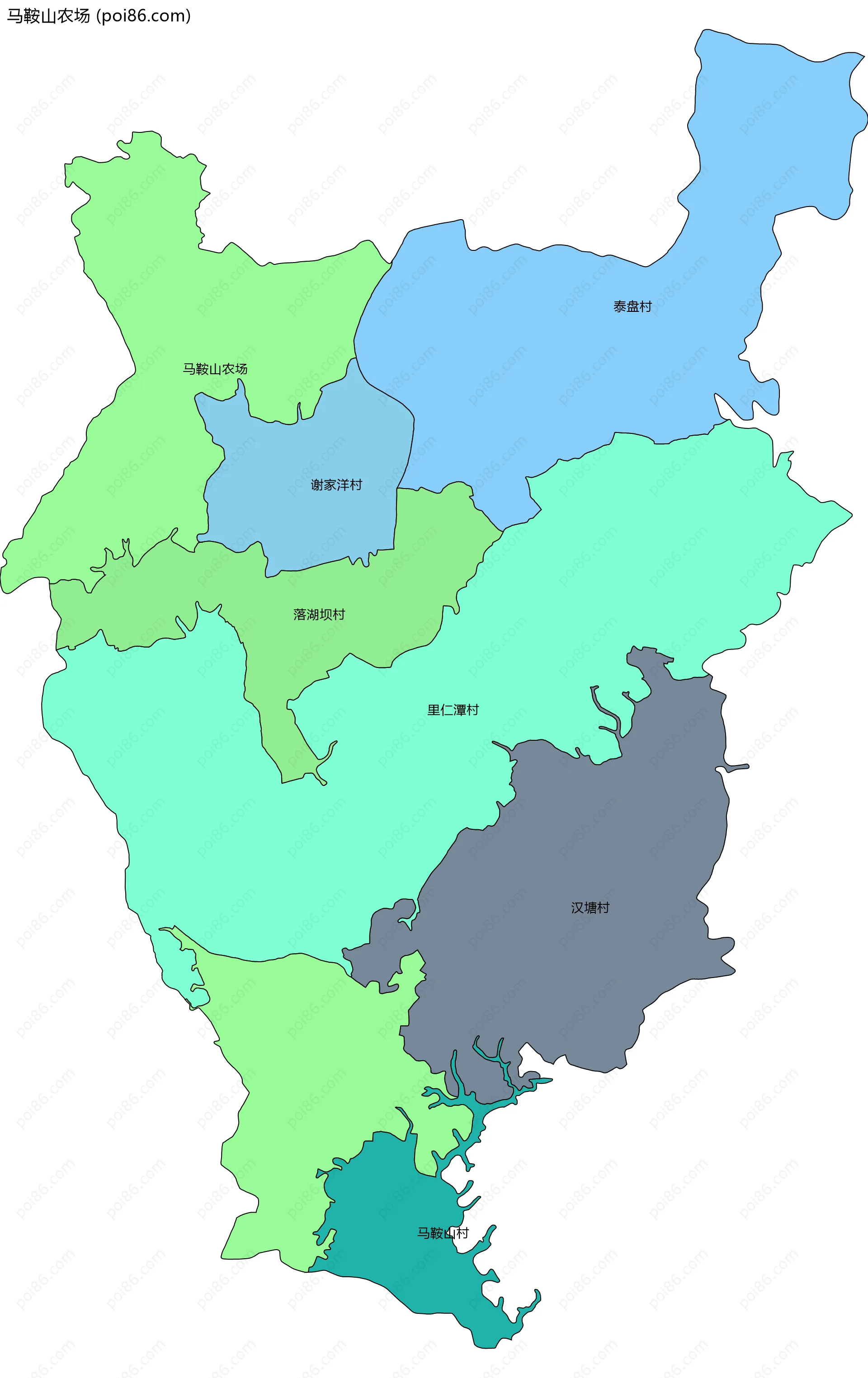 马鞍山农场边界地图(五级行政区划)