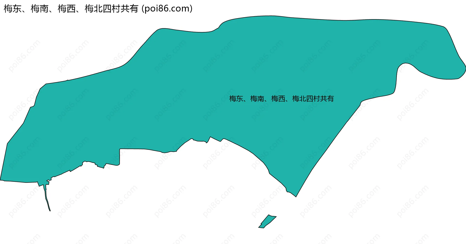 梅东、梅南、梅西、梅北四村共有边界地图(五级行政区划)