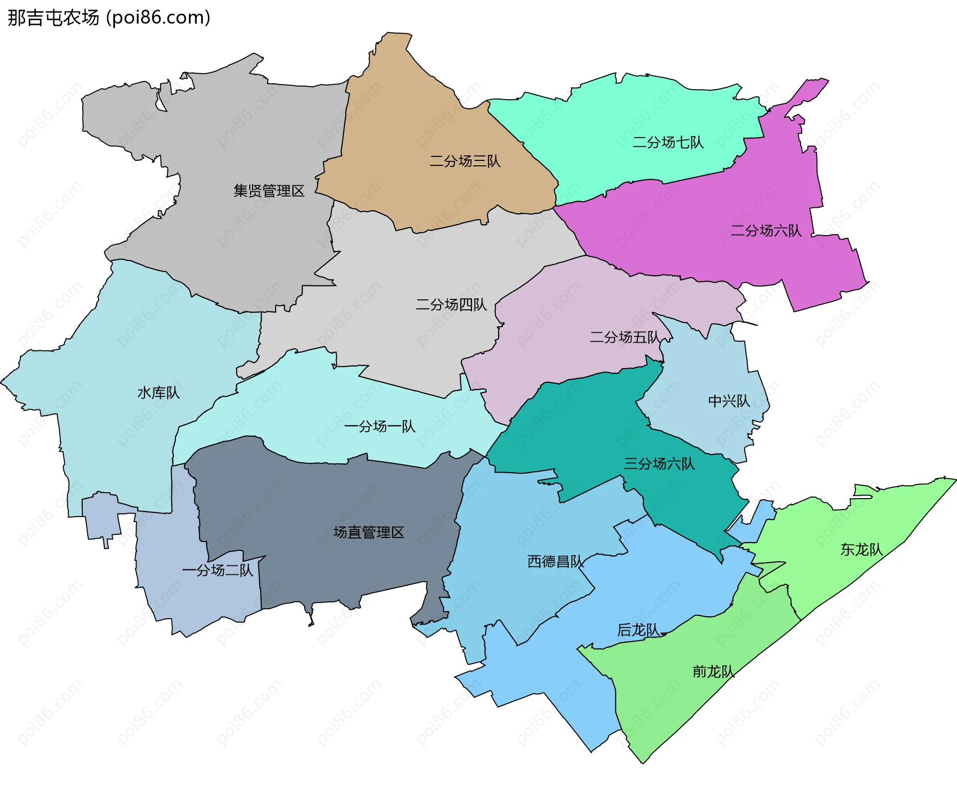 那吉屯农场边界地图(五级行政区划)