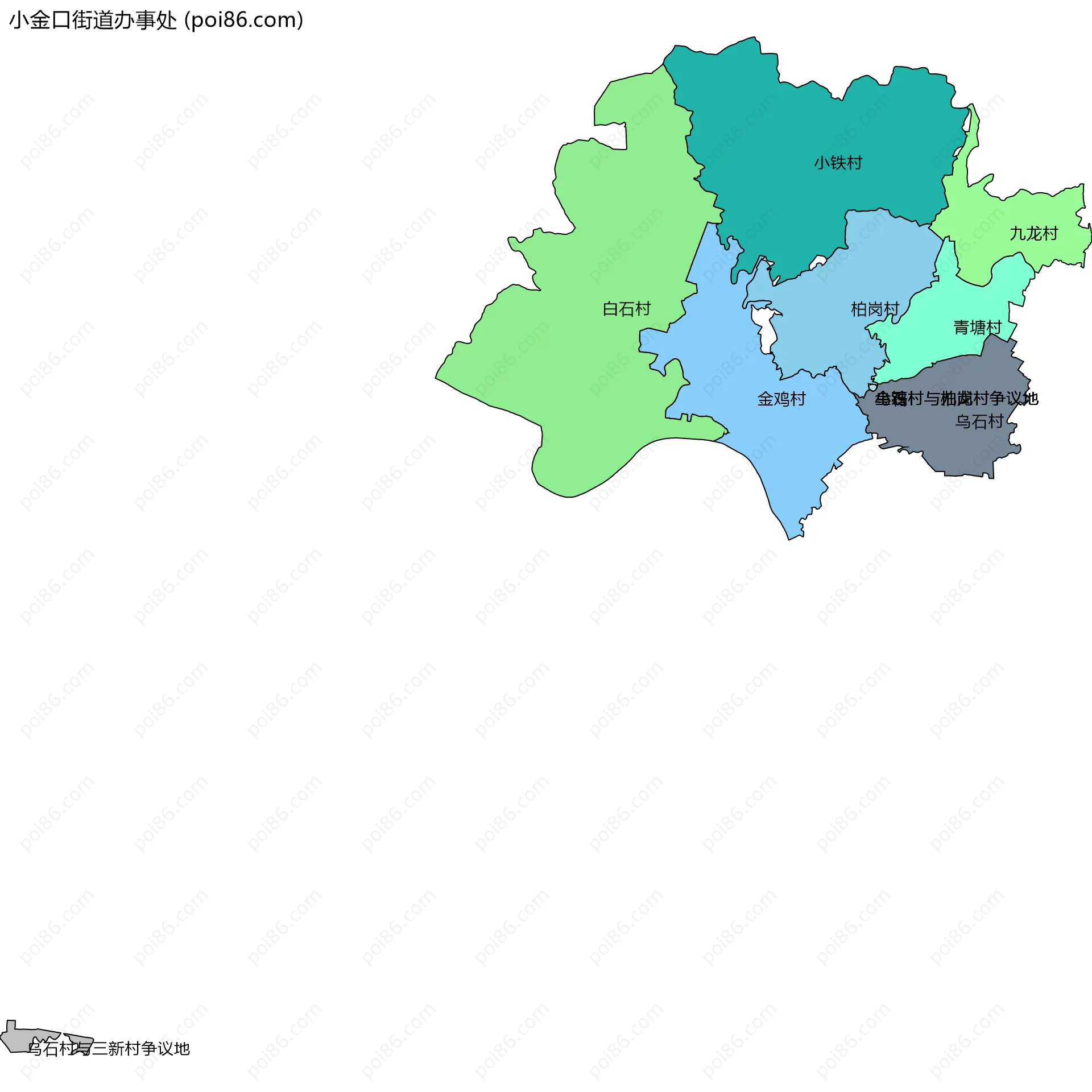 小金口街道办事处边界地图(五级行政区划)