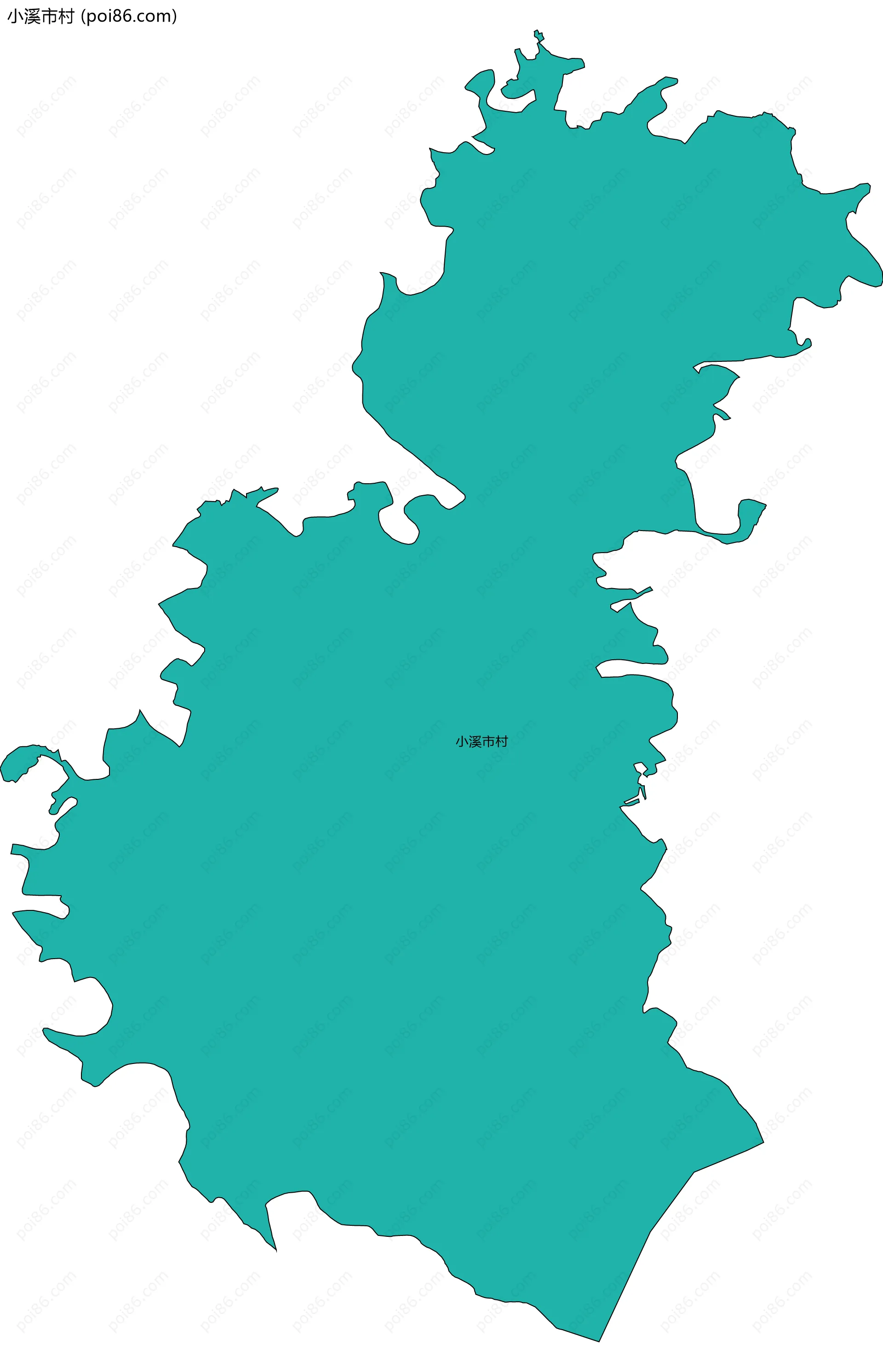 小溪市村边界地图