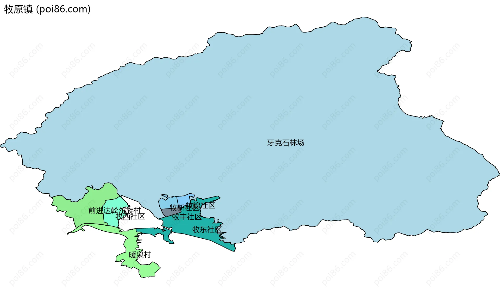 牧原镇边界地图(五级行政区划)
