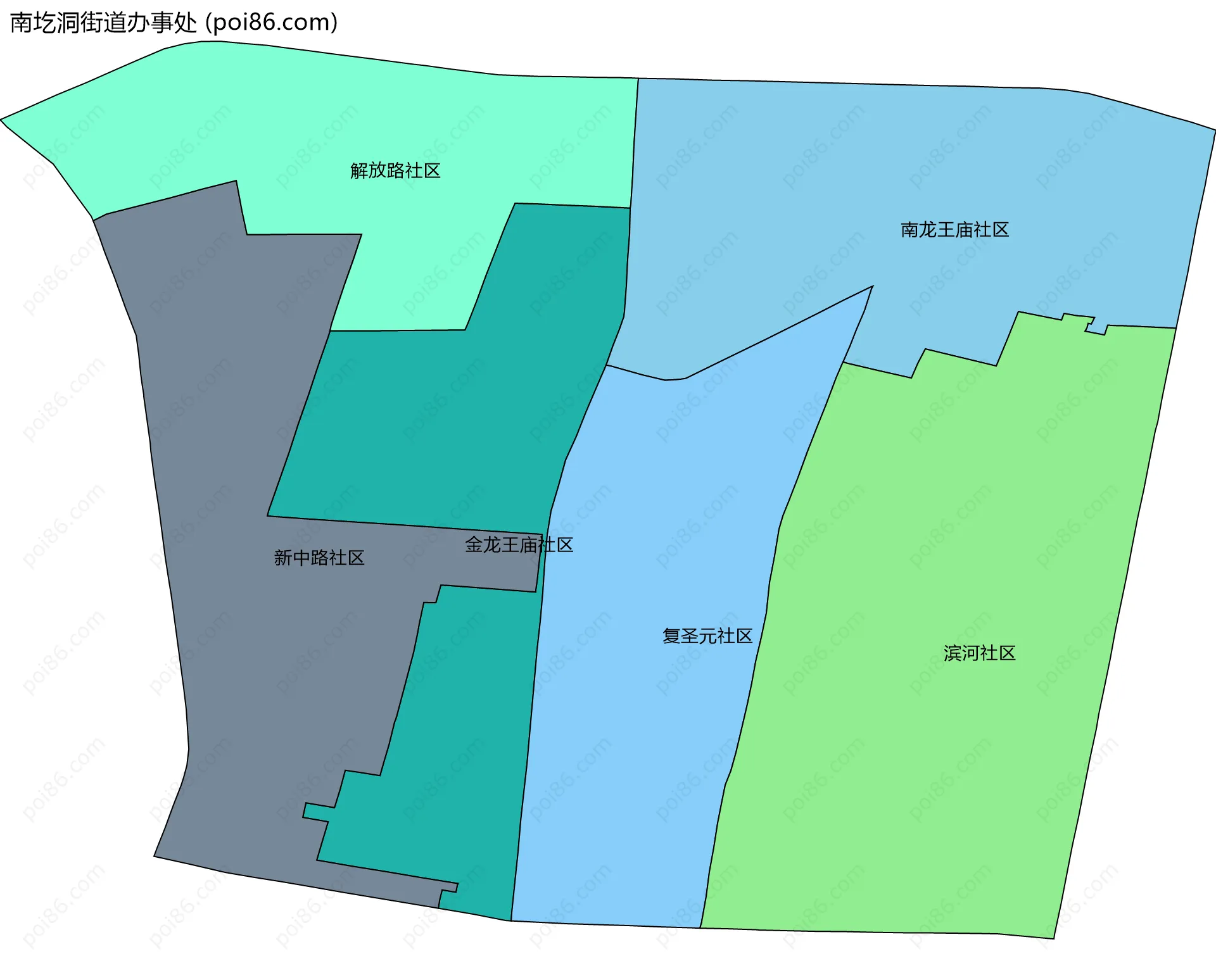 南圪洞街道办事处边界地图(五级行政区划)