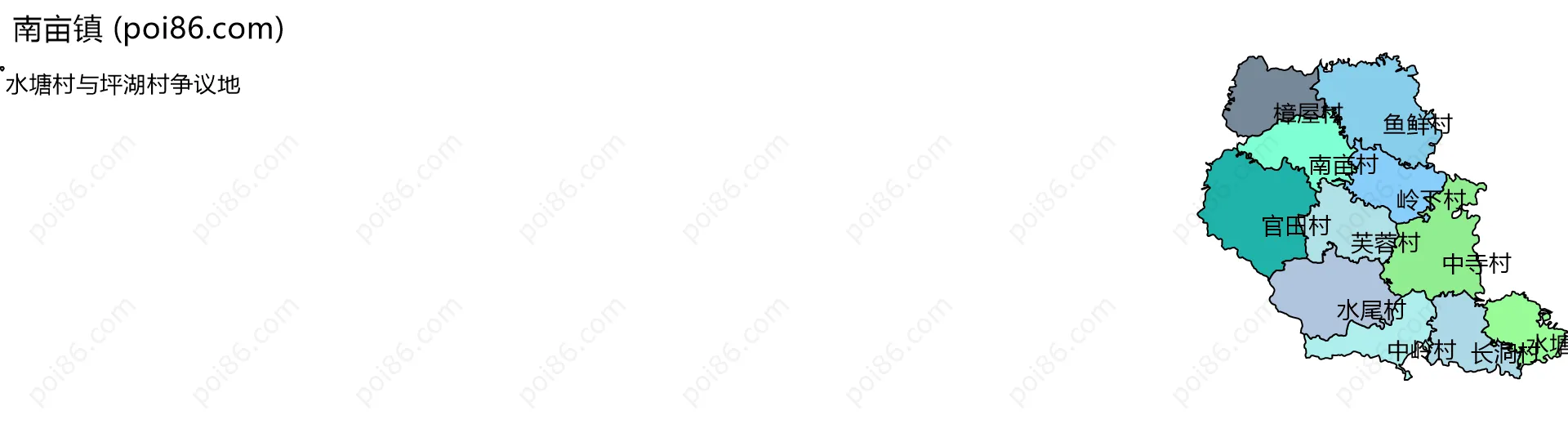 南亩镇边界地图(五级行政区划)