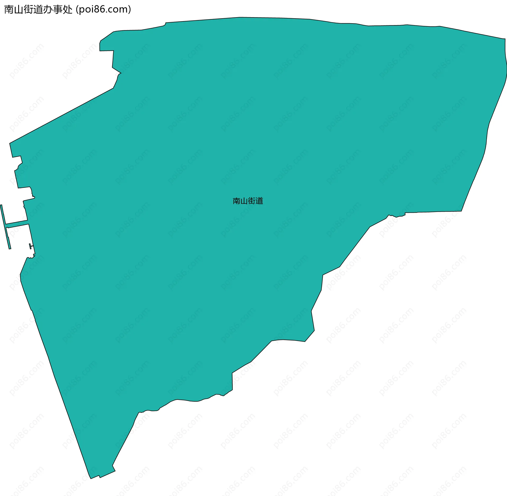 南山街道办事处边界地图(五级行政区划)