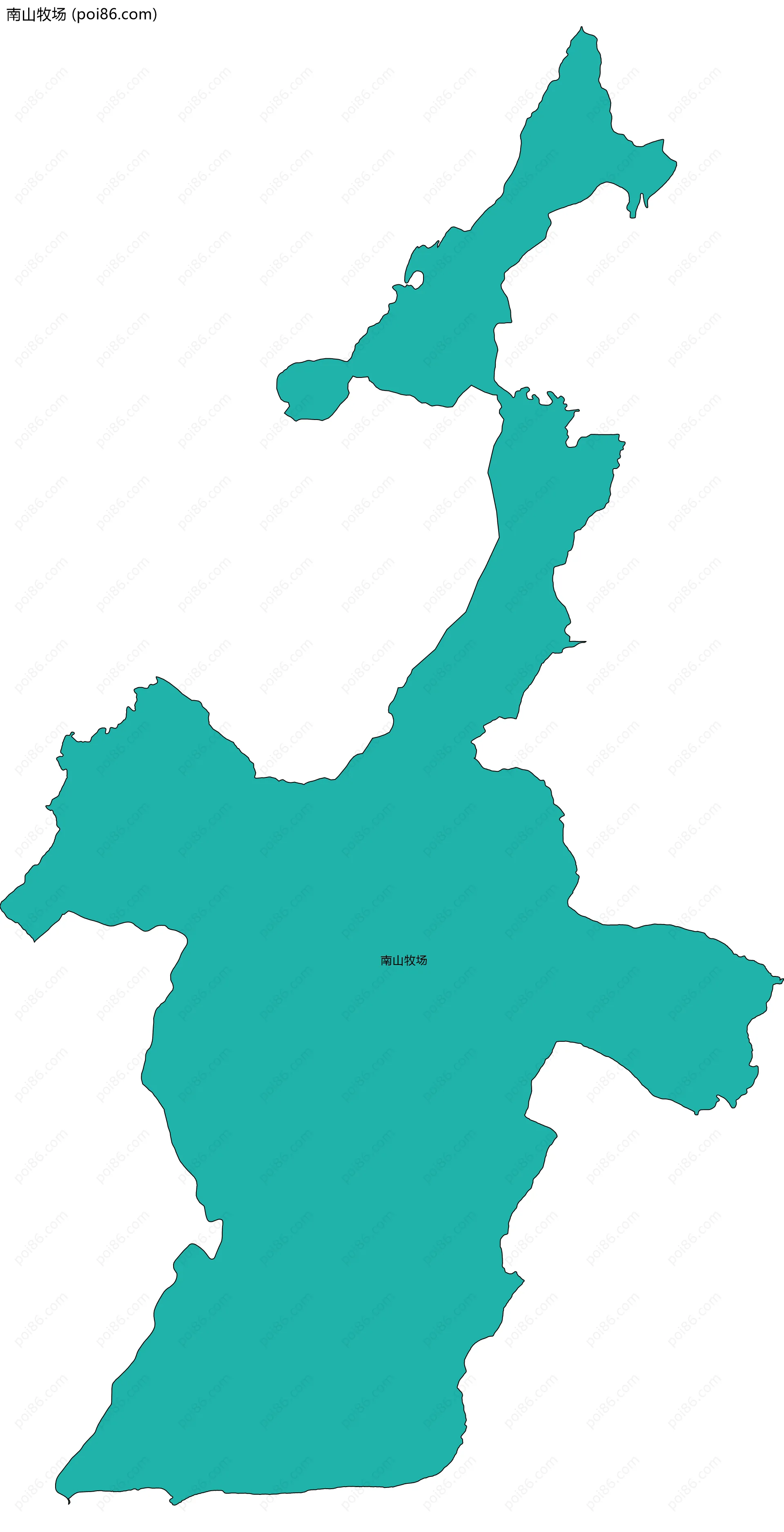 南山牧场边界地图(五级行政区划)