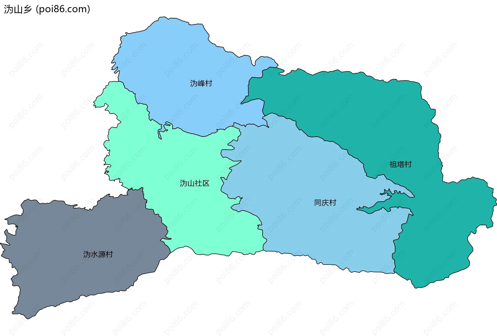 沩山乡边界地图(五级行政区划)