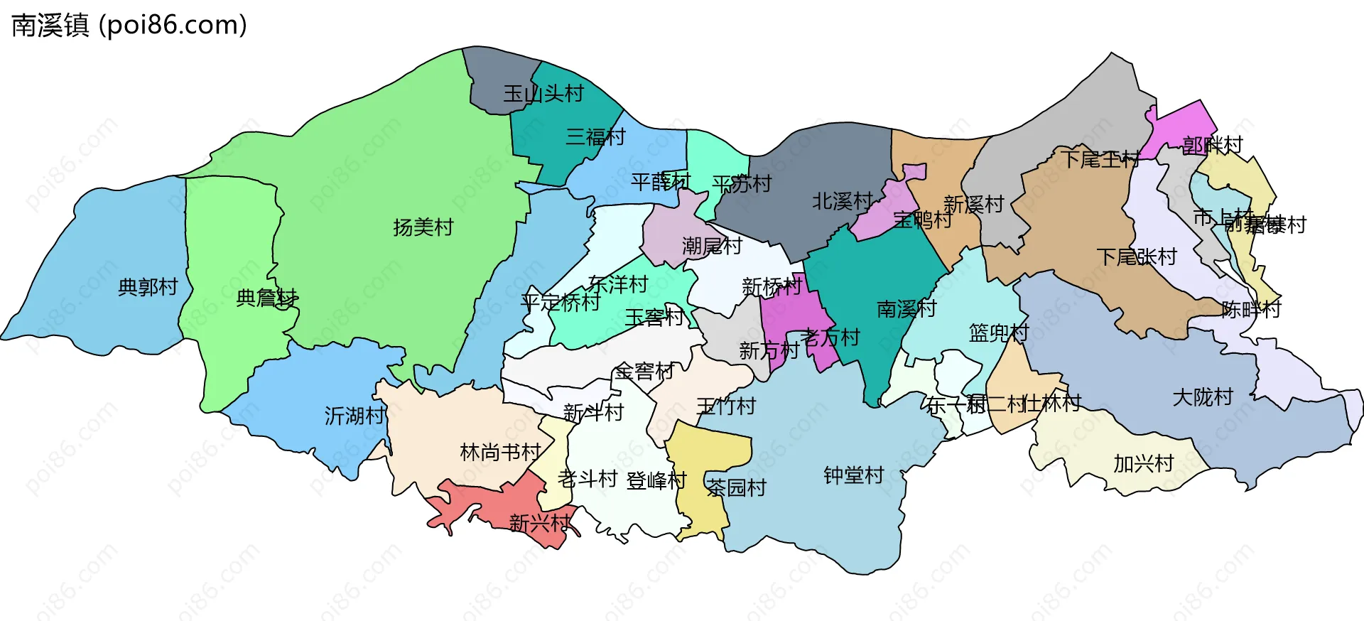 南溪镇边界地图(五级行政区划)