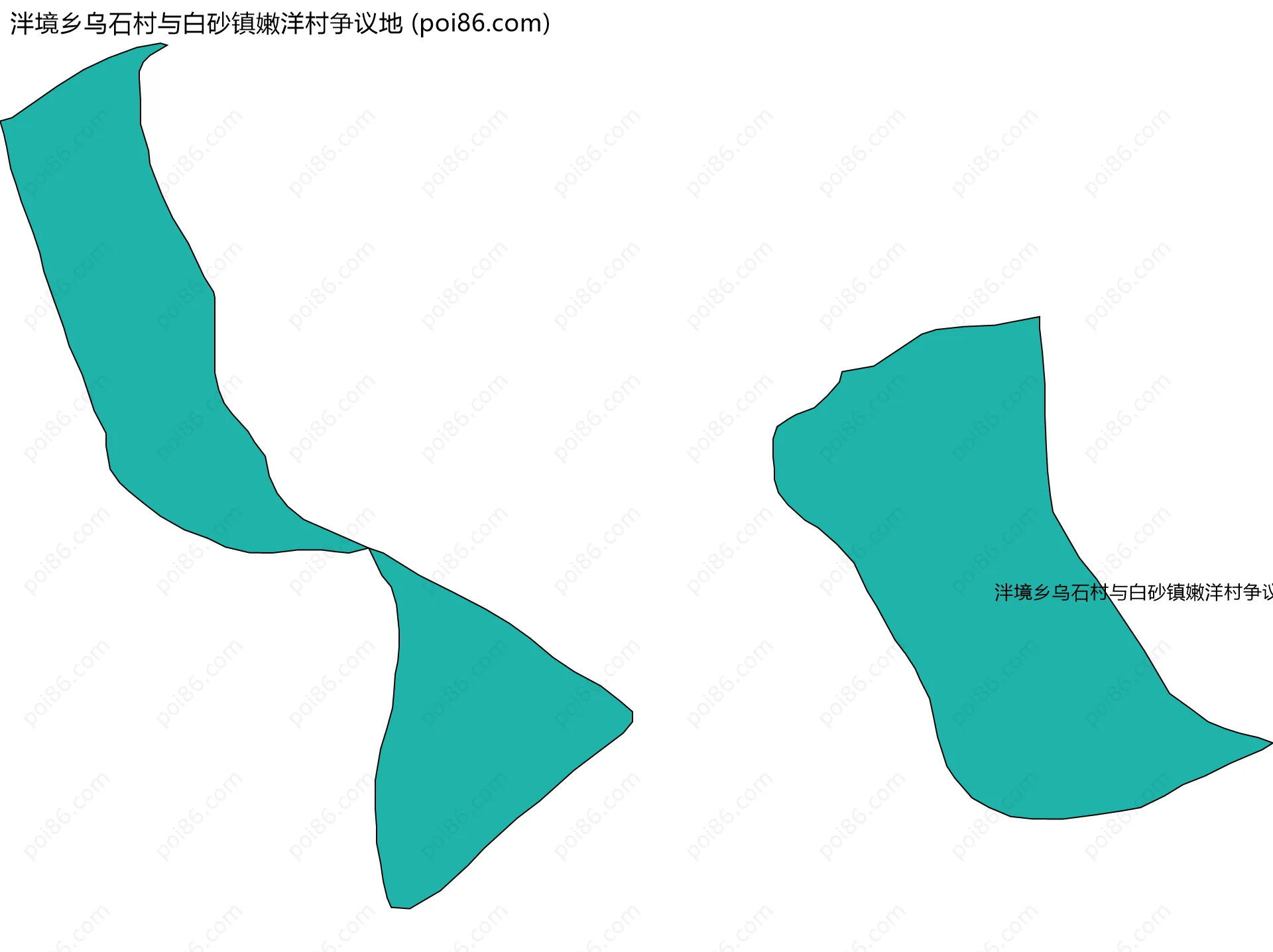 泮境乡乌石村与白砂镇嫩洋村争议地边界地图