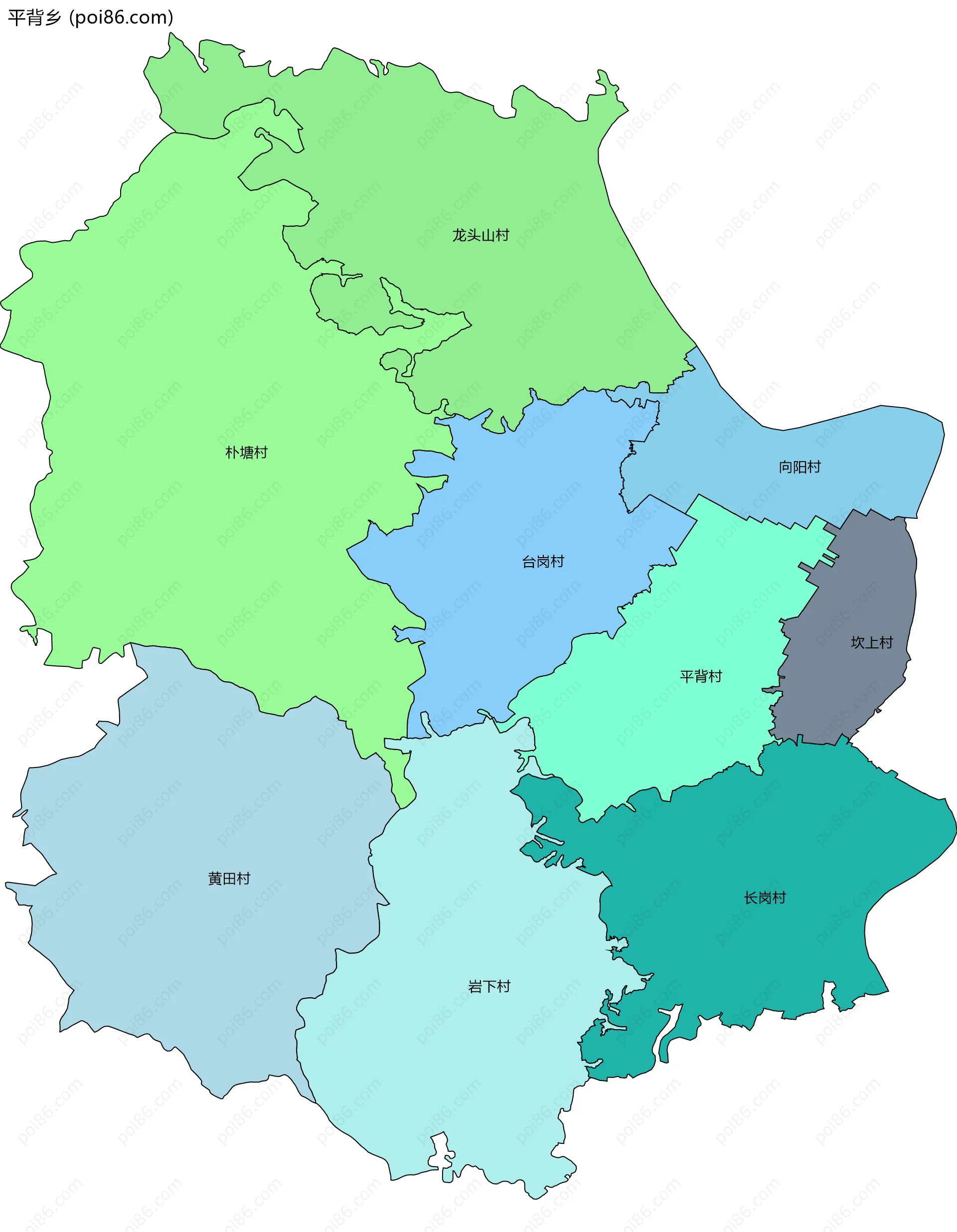 平背乡边界地图(五级行政区划)