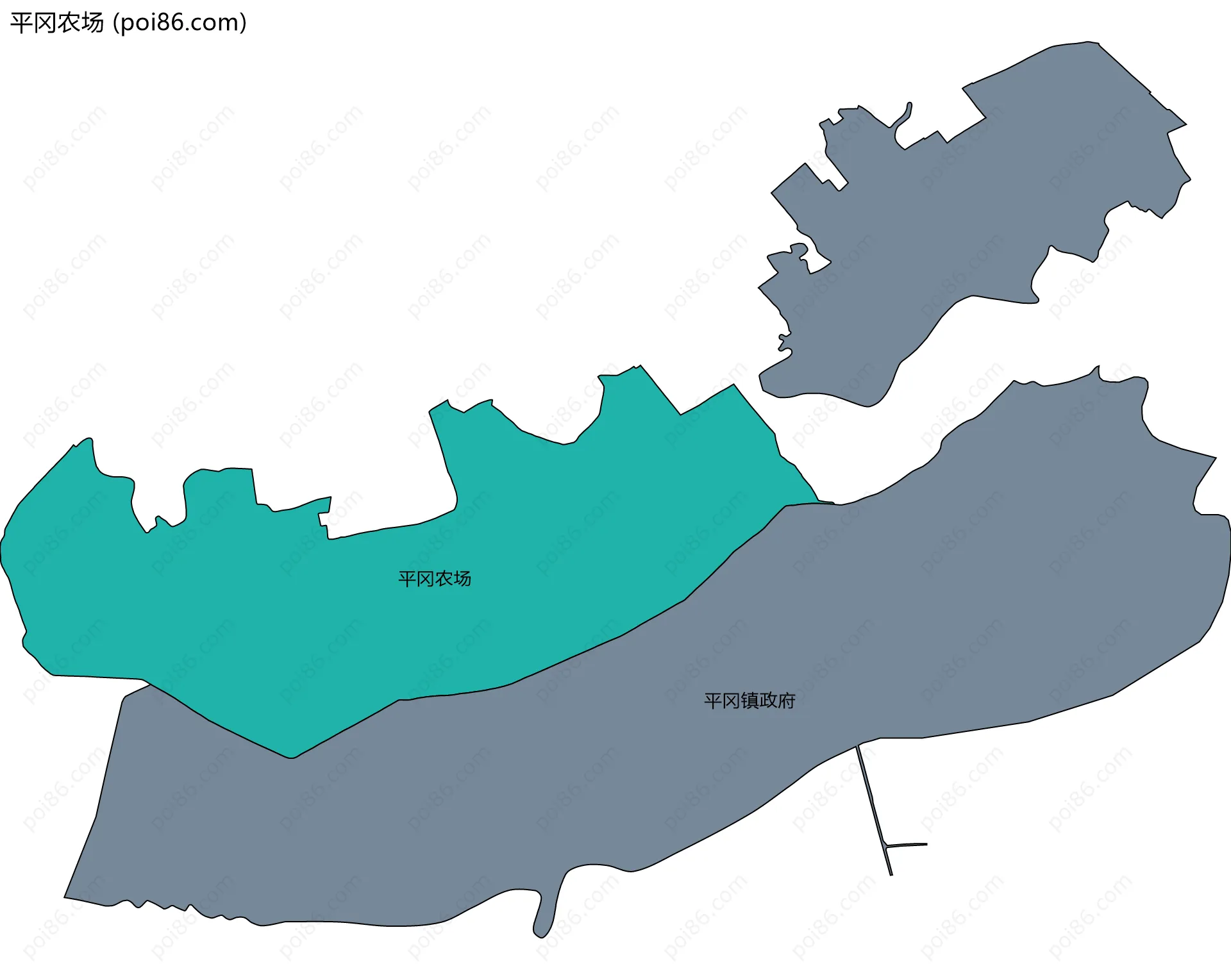 平冈农场边界地图(五级行政区划)