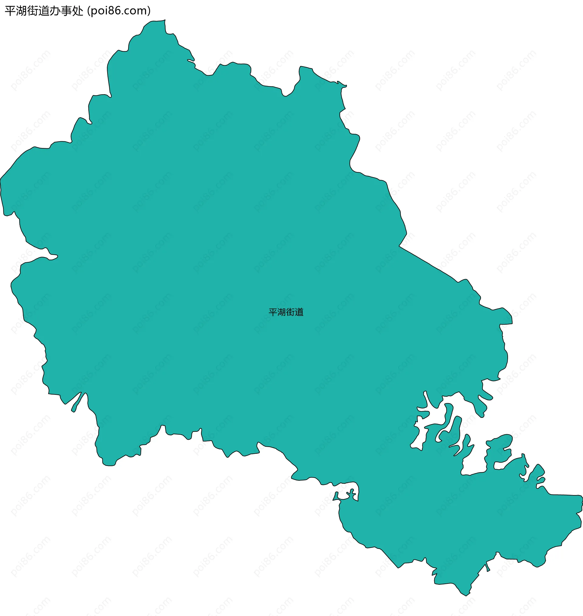 平湖街道办事处边界地图(五级行政区划)