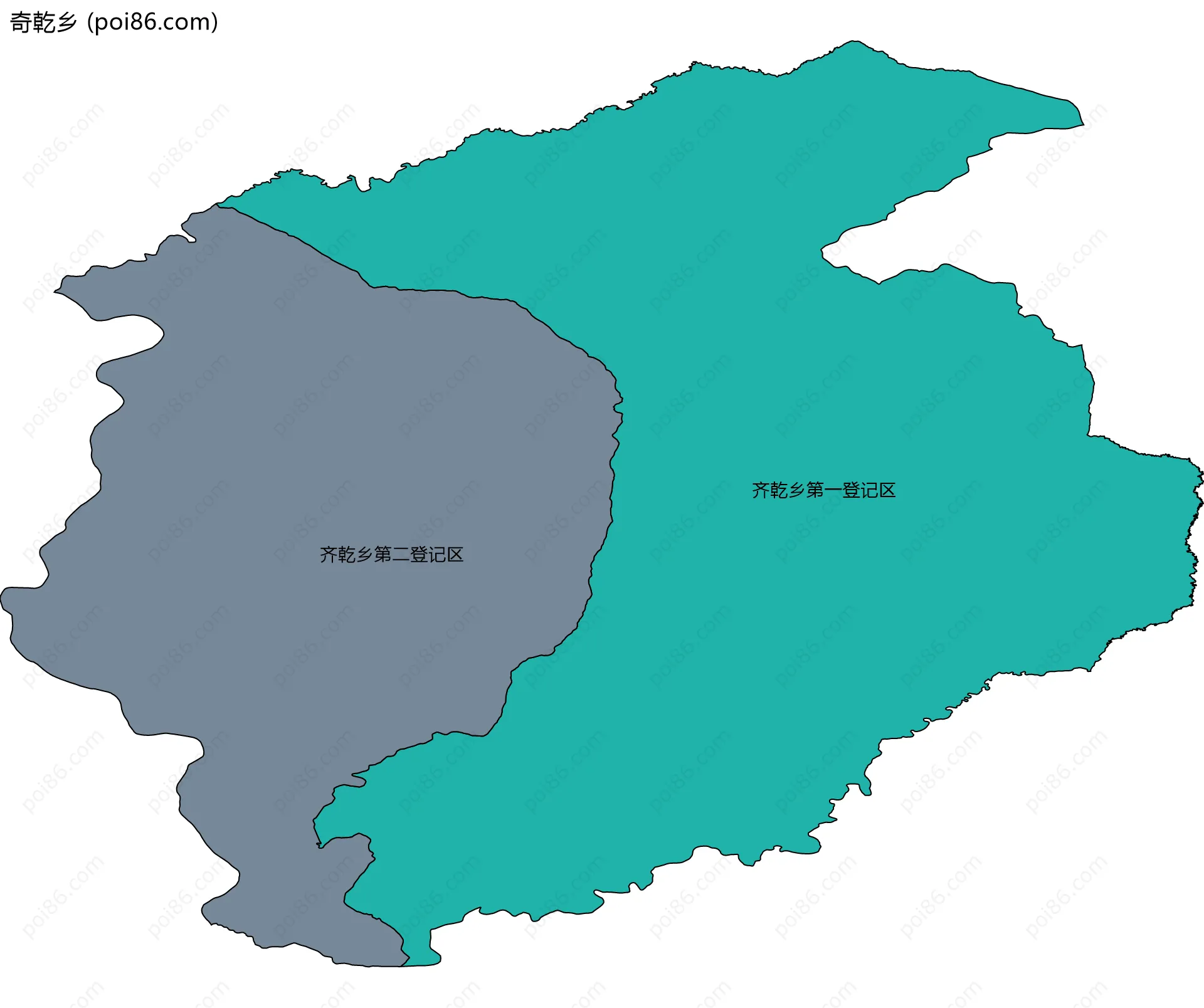 奇乾乡边界地图(五级行政区划)