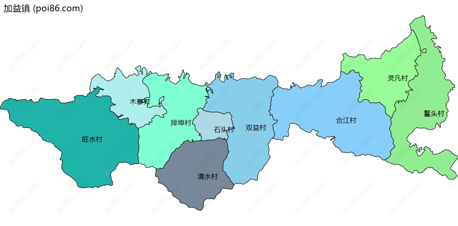 加益镇边界地图(五级行政区划)