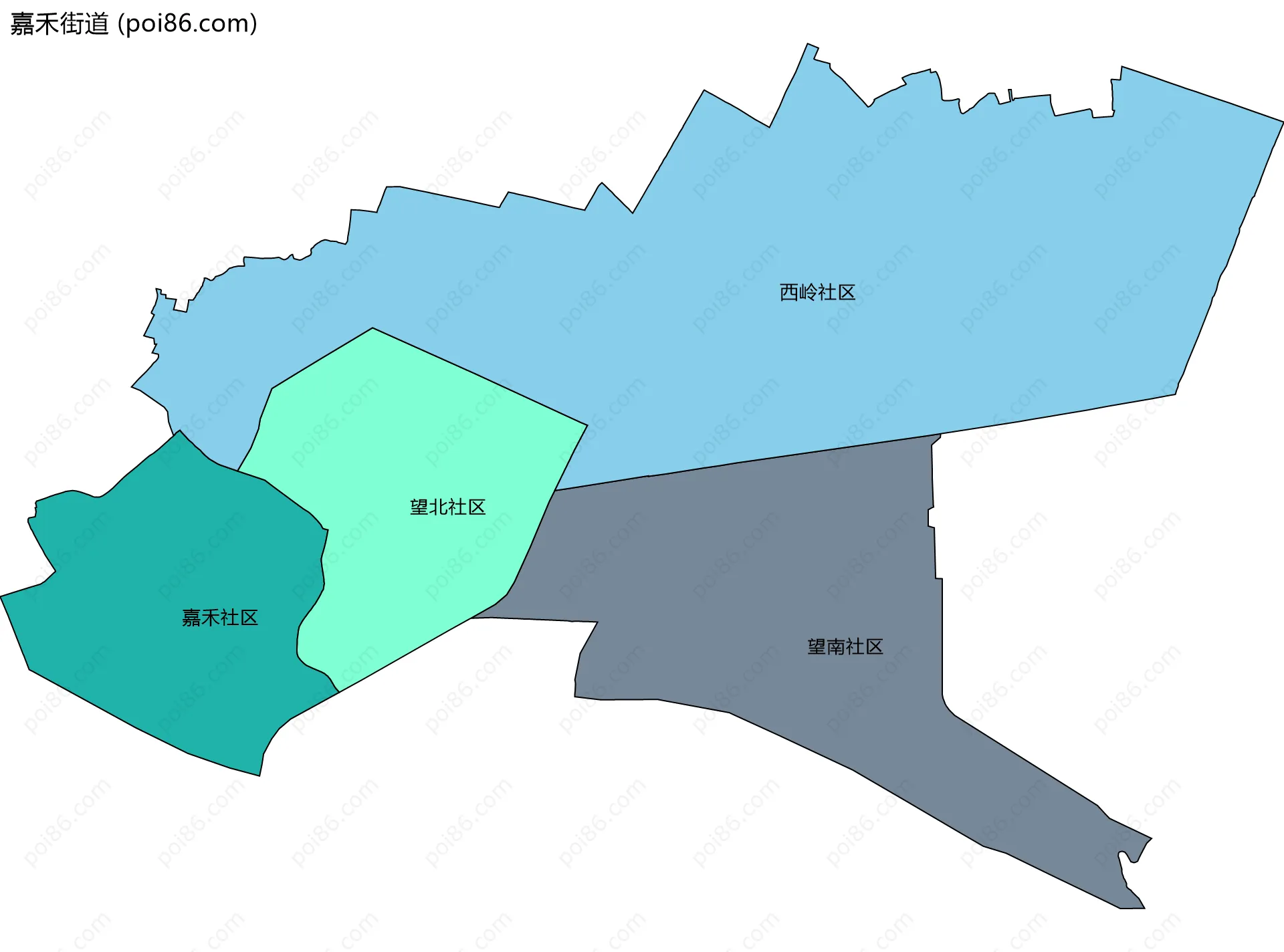 嘉禾街道边界地图(五级行政区划)