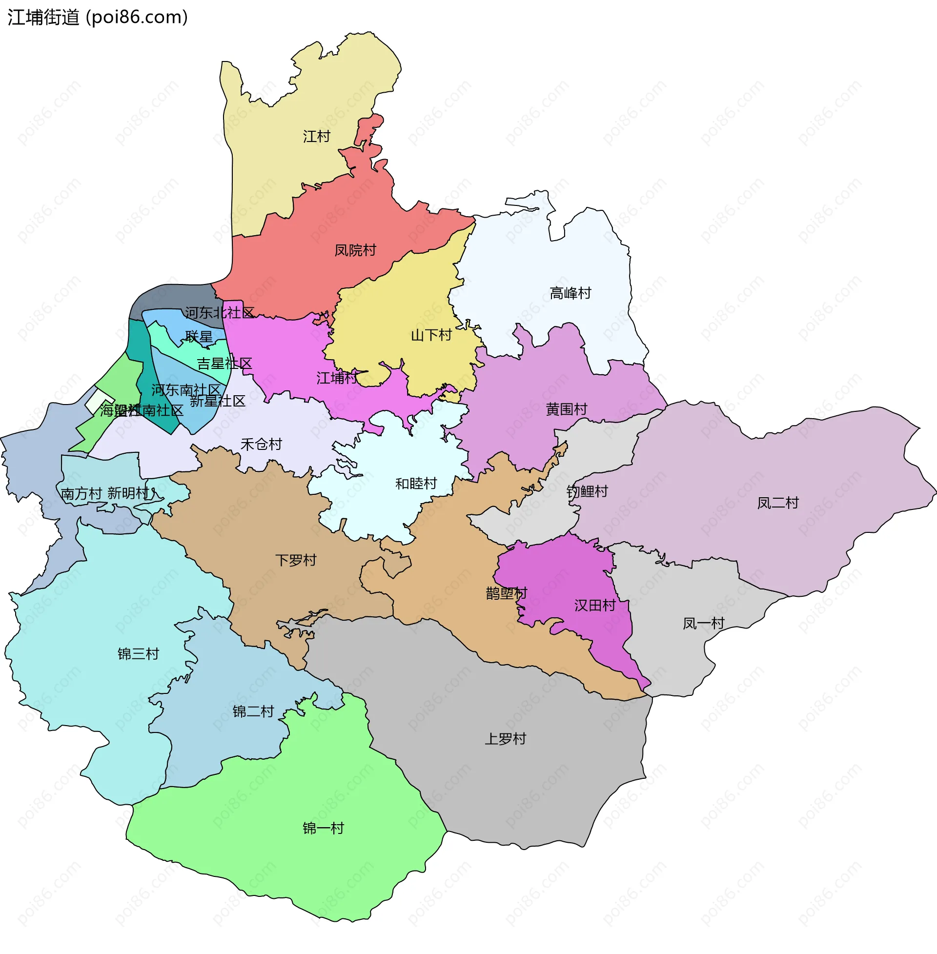 江埔街道边界地图(五级行政区划)