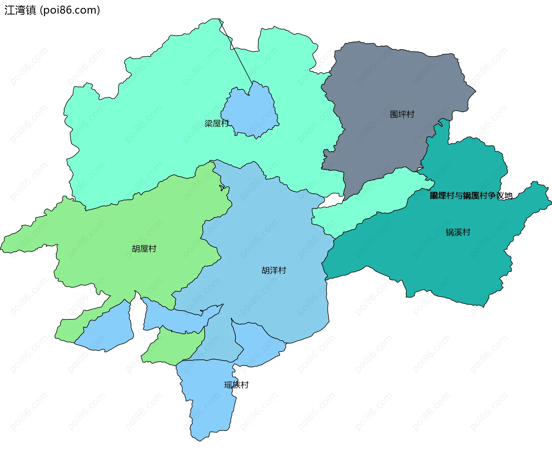江湾镇边界地图(五级行政区划)